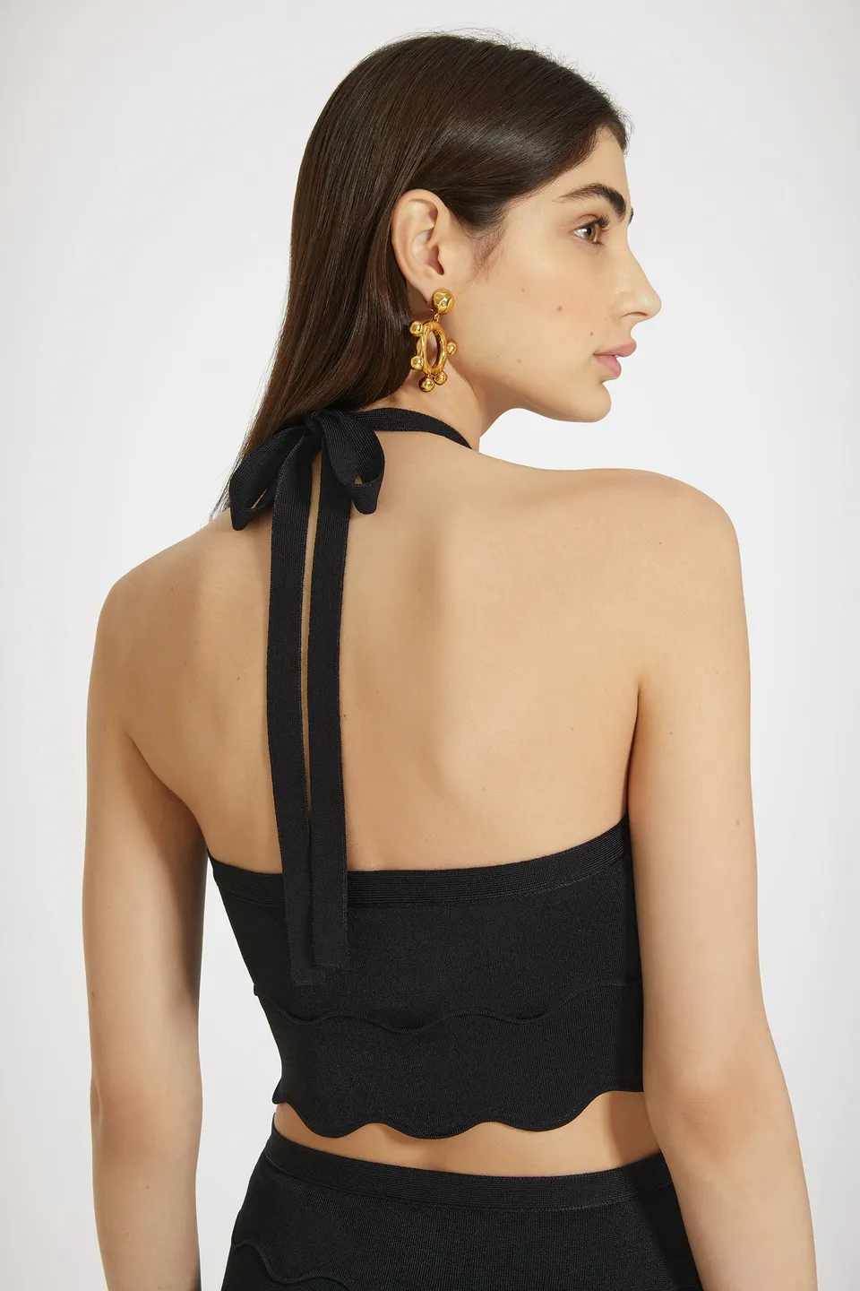 Patou P24KN1738071999B top licou maille vague noir