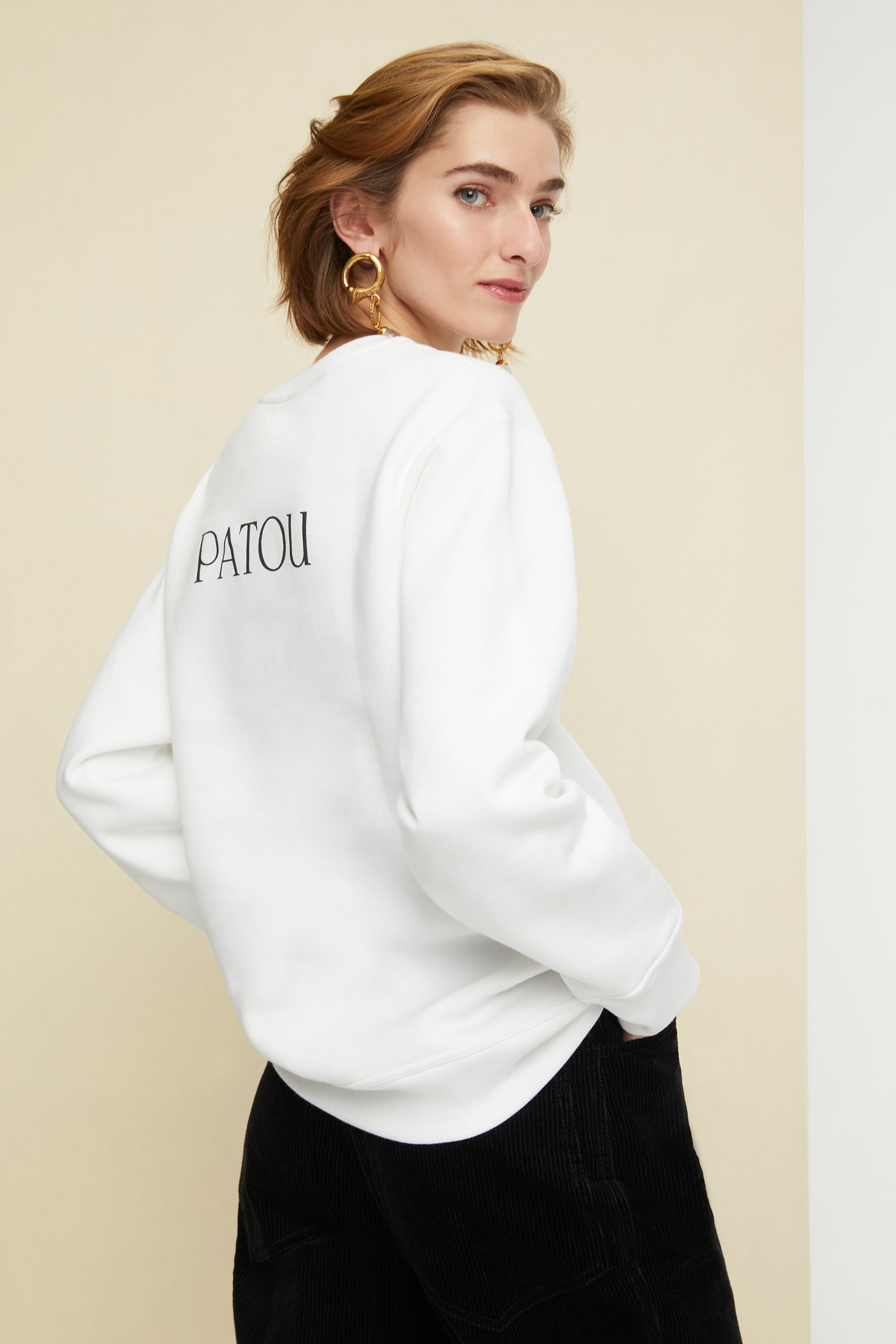 Patou JE018 sweat coton blanc logo dos XS-XL