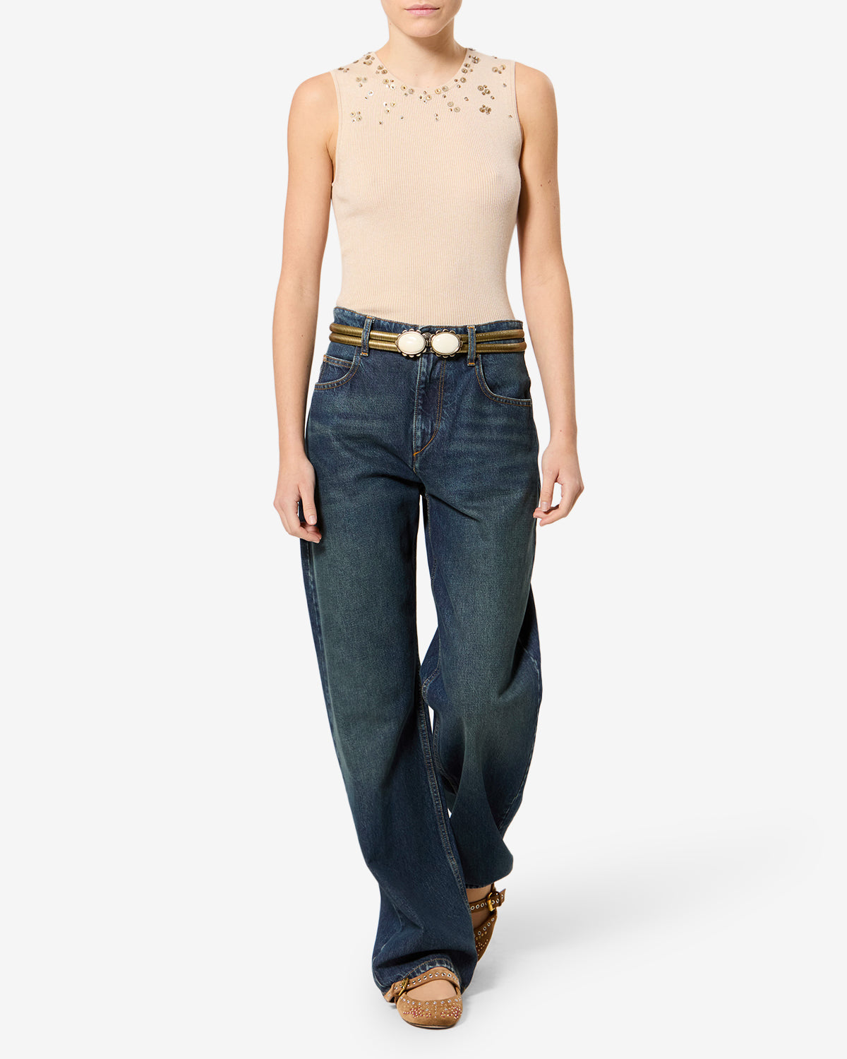Isabel Marant Dromie jean droit bleu denim coton