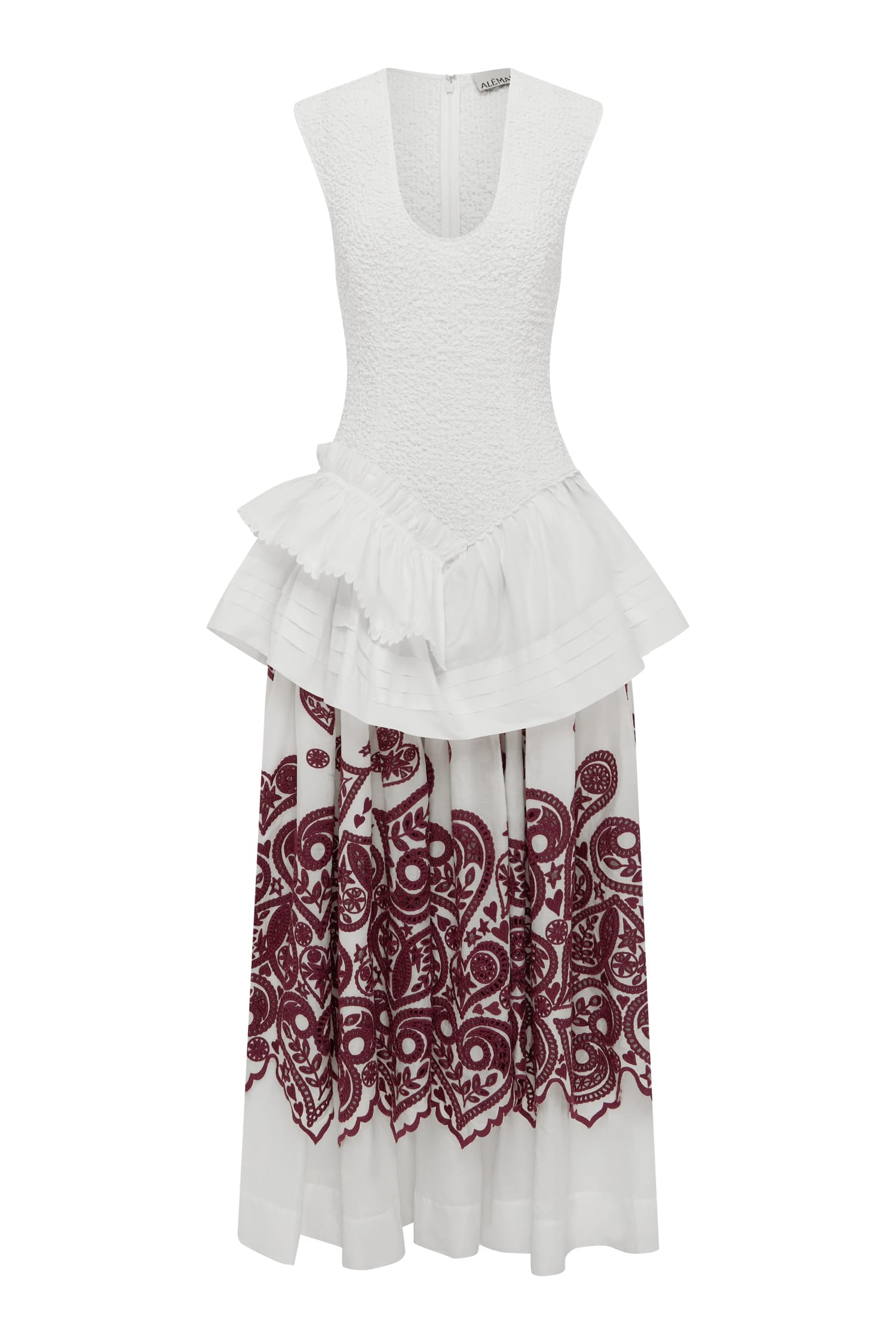 Alemais Bobby robe midi coton brodée col V