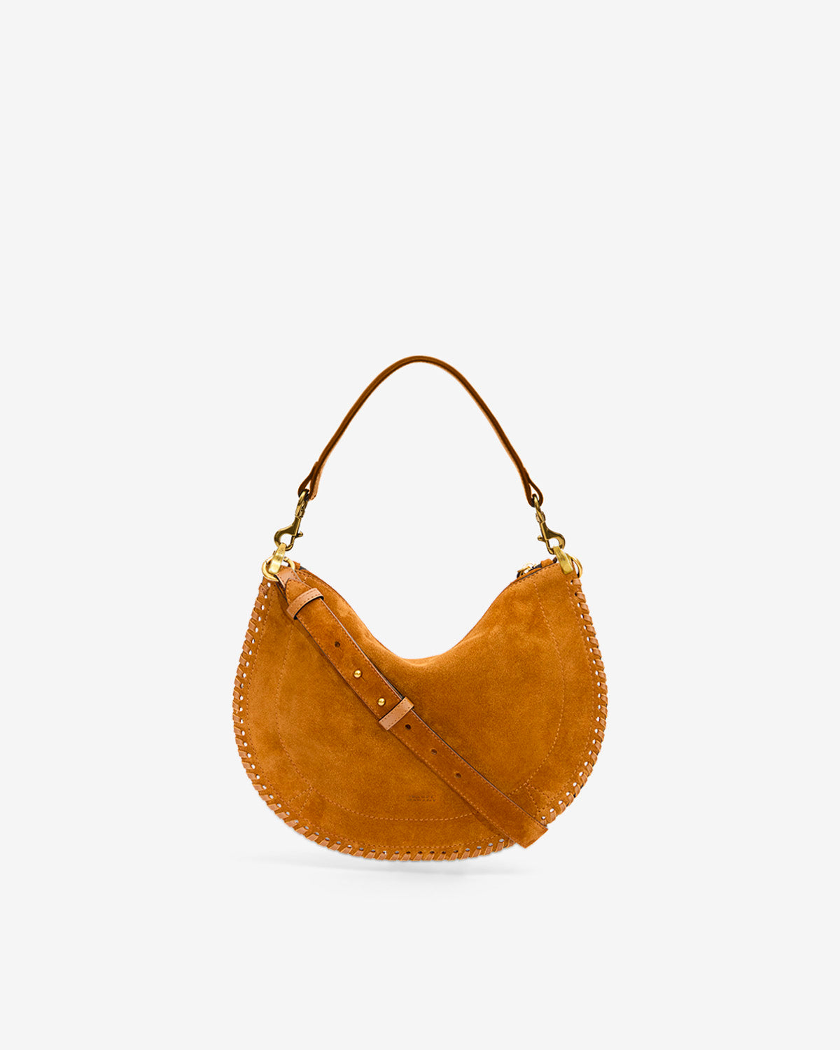 Isabel Marant Oskan Soft Zip sac cuir velours cognac