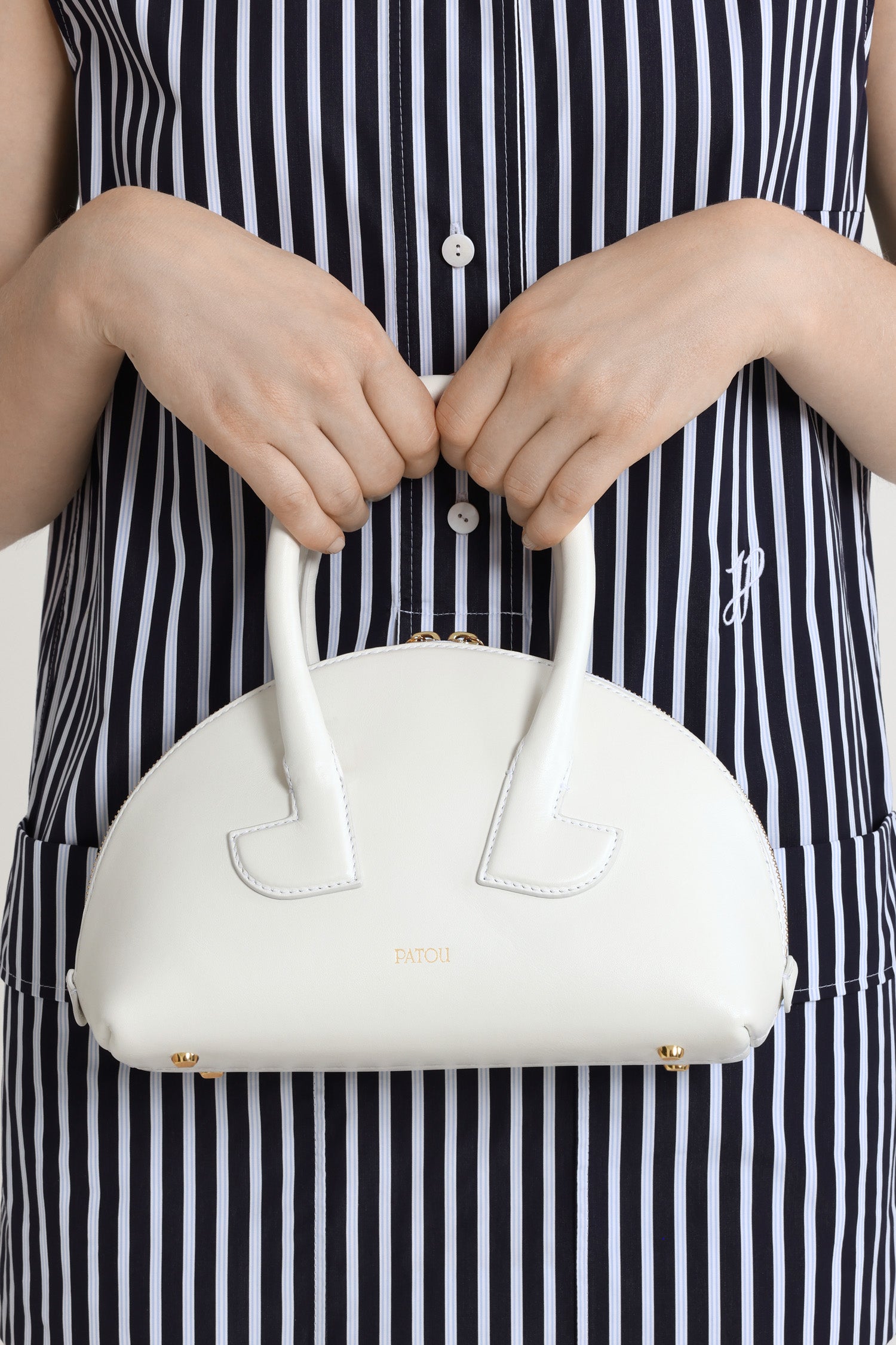 Patou P25BA0195000001W sac bowling blanc cuir