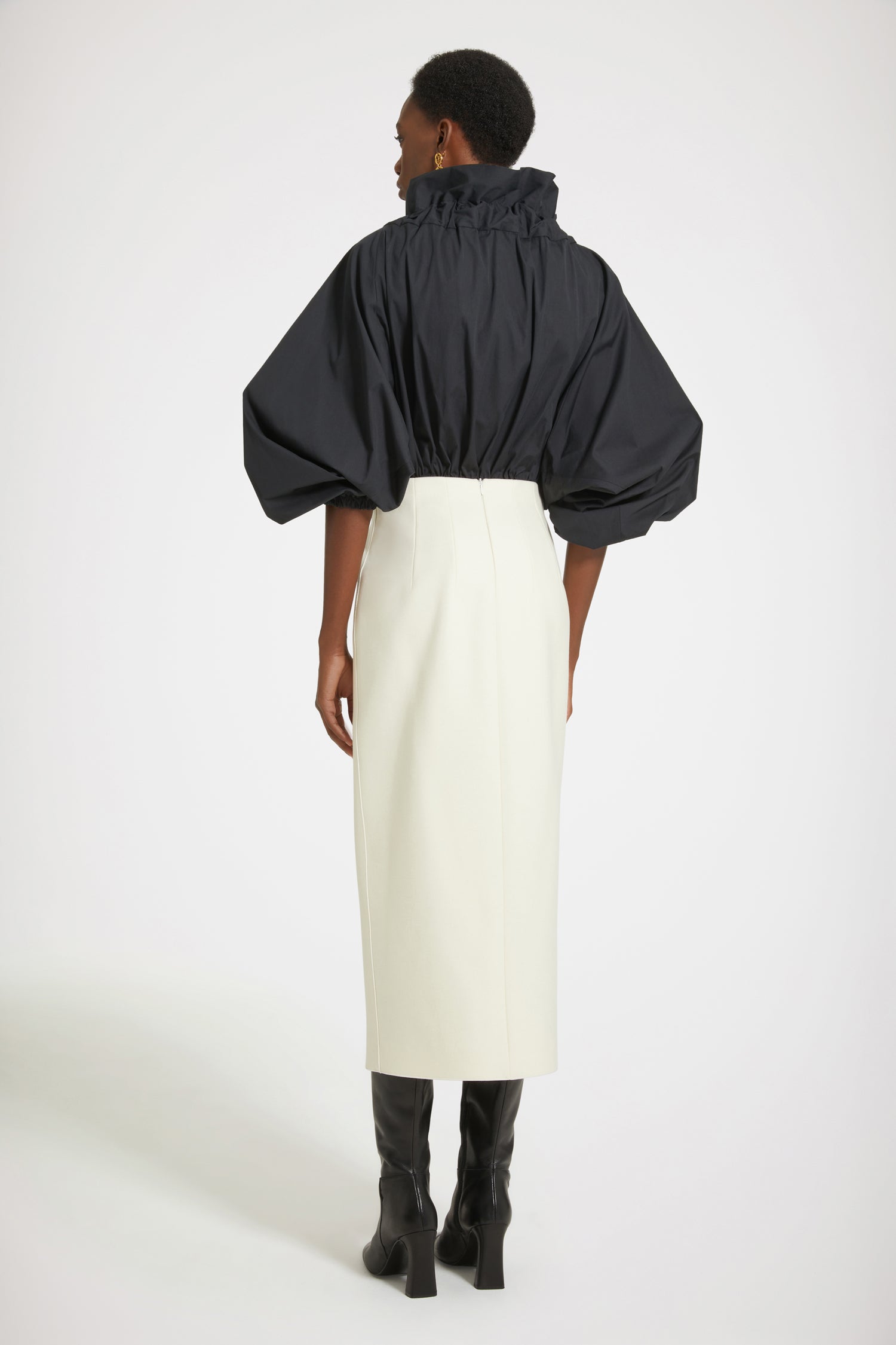 Patou H23SK054 jupe midi fendue blanc avalanche