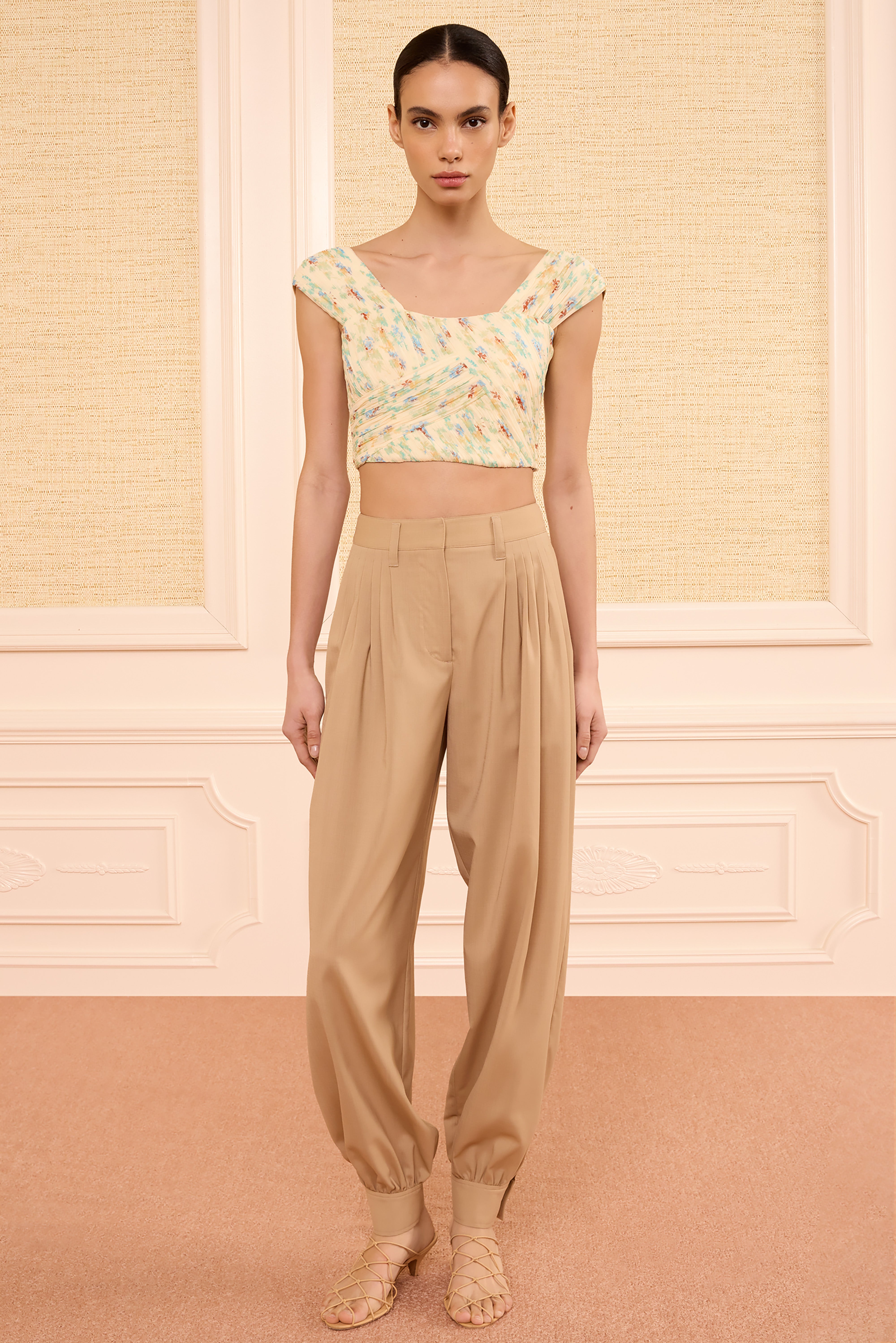 Ulla Johnson Sylvie Crop Top Moon Petal soie jaune