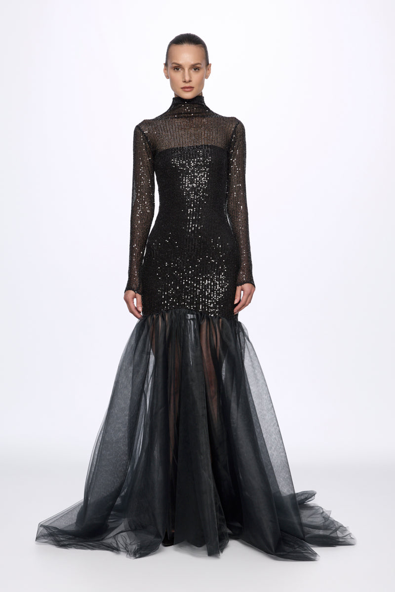 ATU Body Couture Turtleneck robe sequins noire taille S