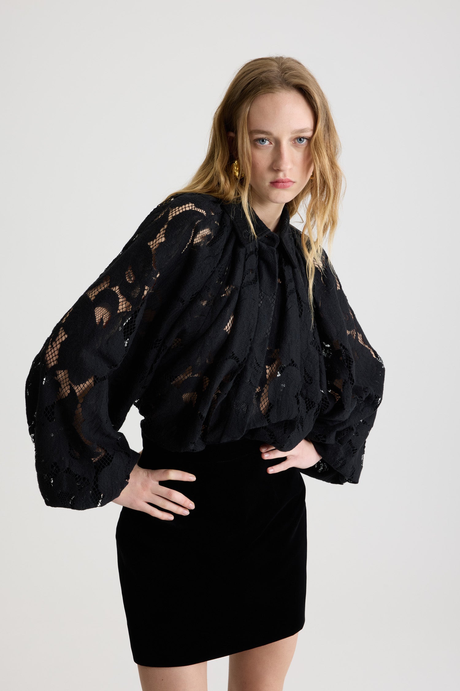 Patou Tops BL0510228999B blouse dentelle noire Black