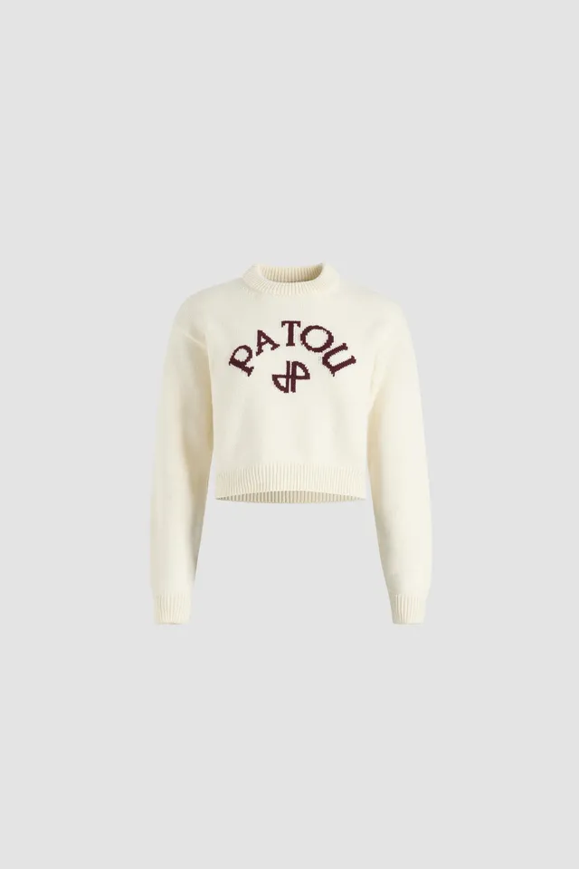 Patou KN278 pull laine cachemire blanc logo JP