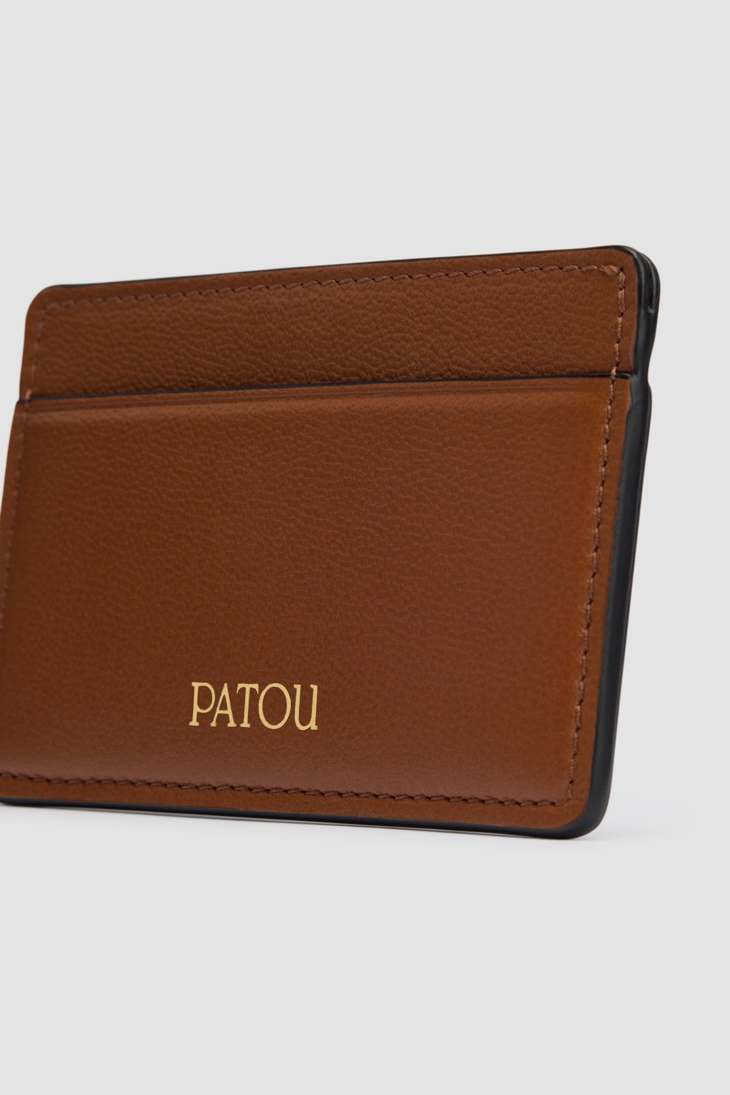 Patou porte-cartes cuir JP noir marron Black Chestnut