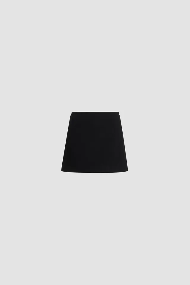 Patou SK086 mini jupe trapèze laine noire