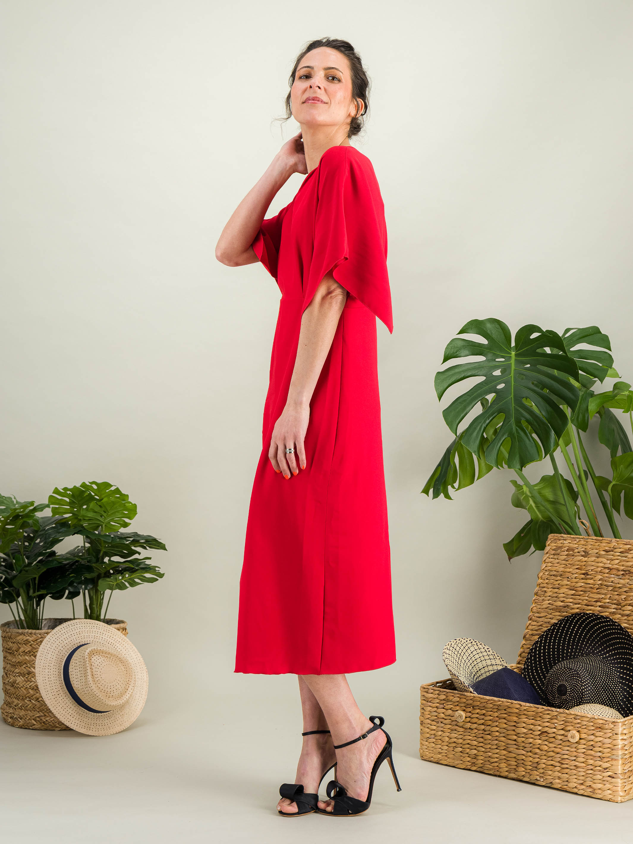 Anahide Saint André Alhambra robe cocktail viscose rouge 34