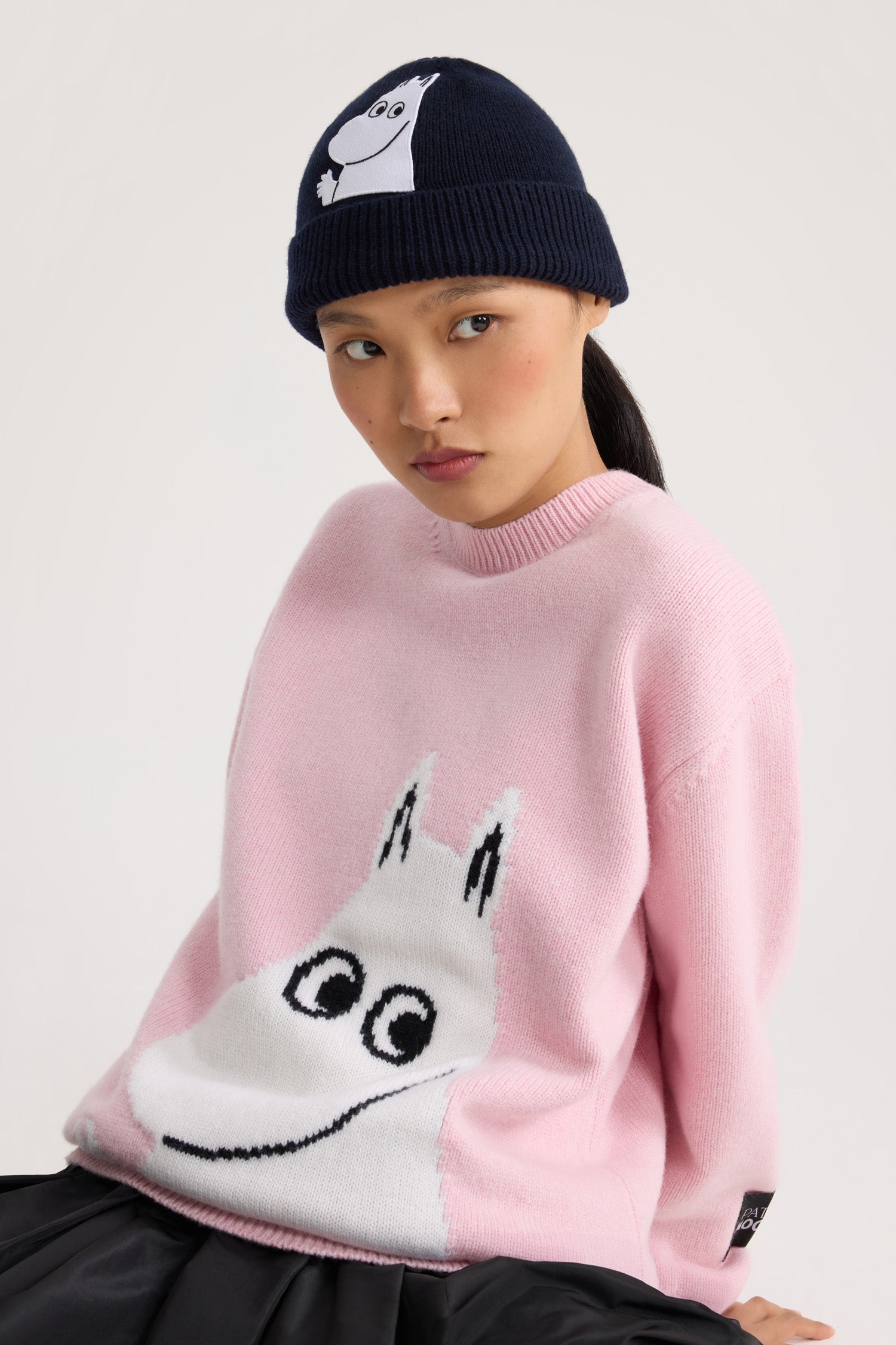 Patou Moomin KN310 pull laine rose clair XS-XL