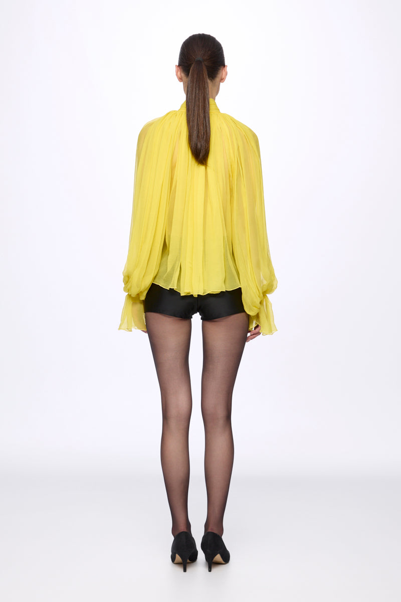 ATU Body Couture Lemon Silk Chiffon Shirt chemise citron