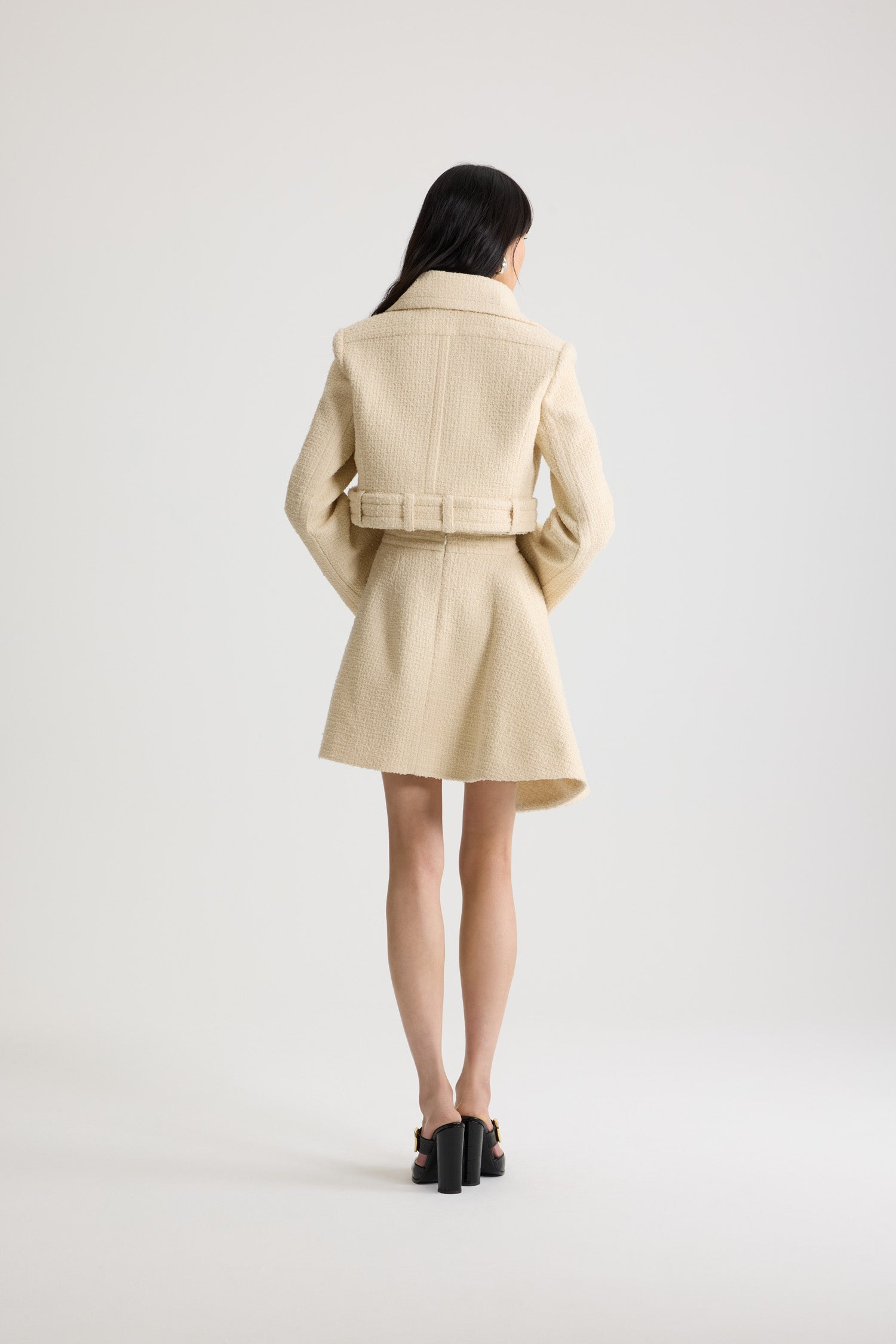 Patou JA0630223097L veste tweed blanche ceinturée courte
