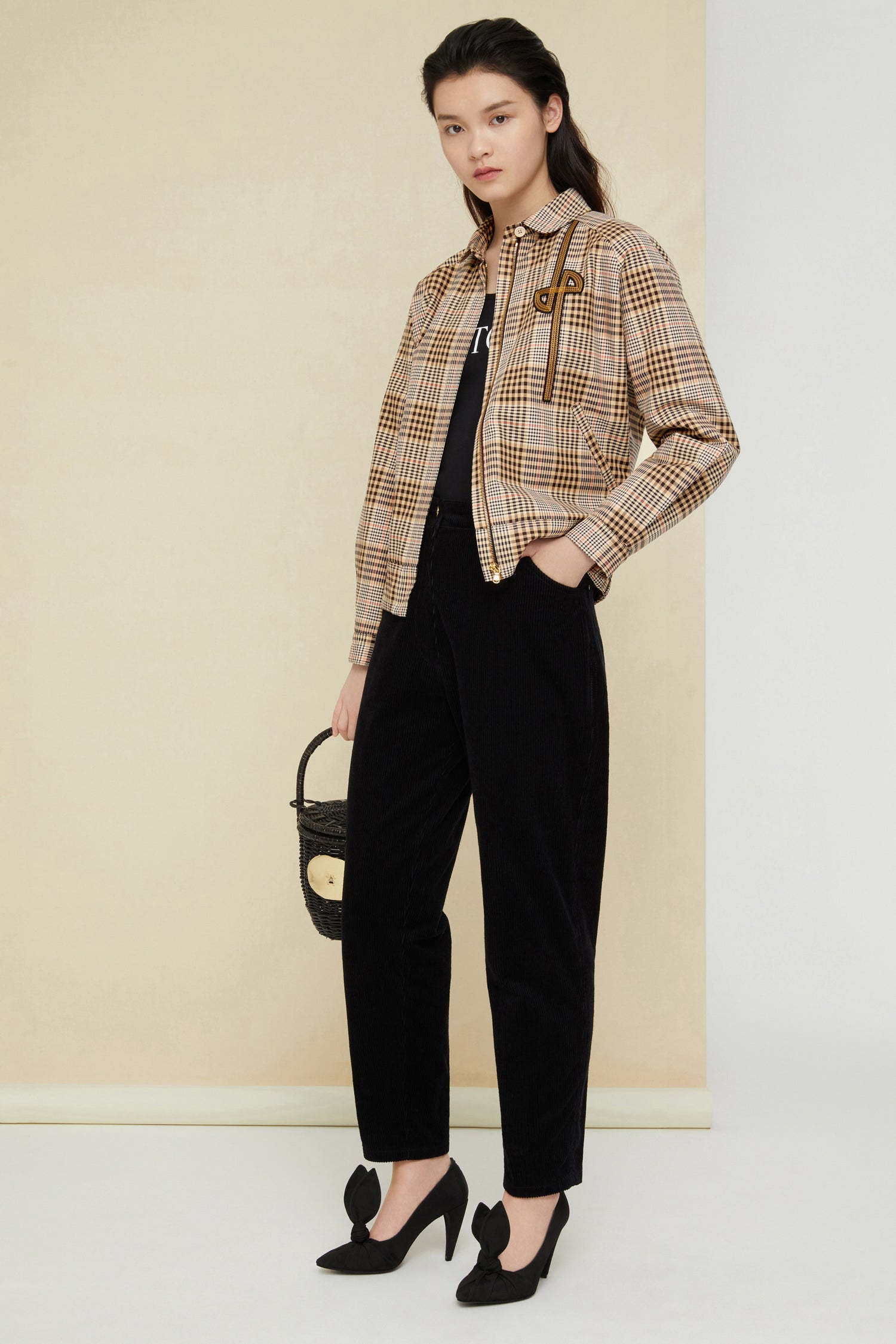 Patou A20OU007 bomber tartan coton gabardine