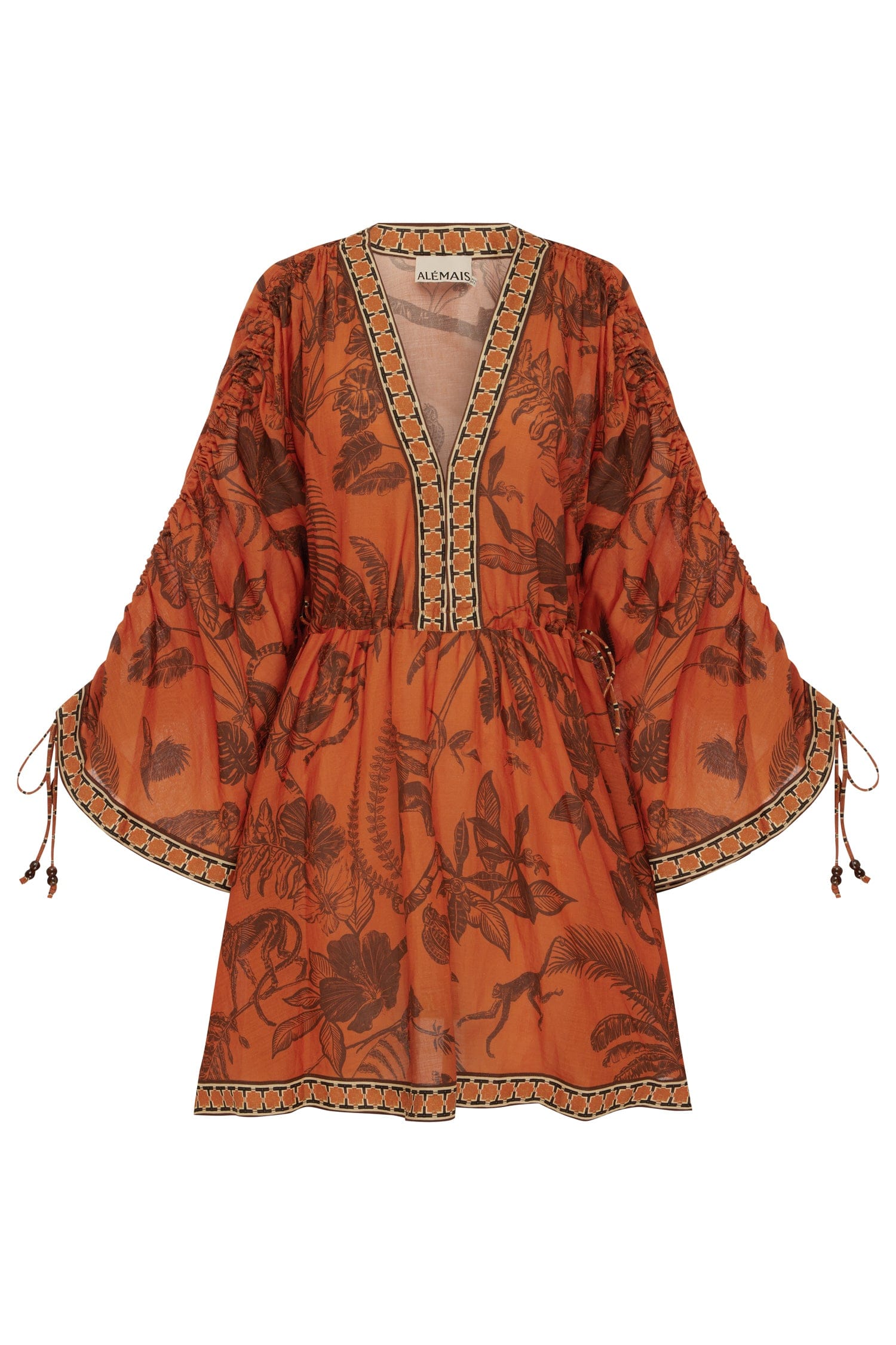 Alemäis Monkey Dance Mini Dress robe mini ramie col V