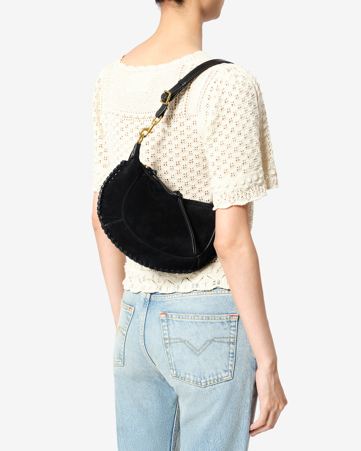 Isabel Marant Oskan Moon sac cuir velours noir