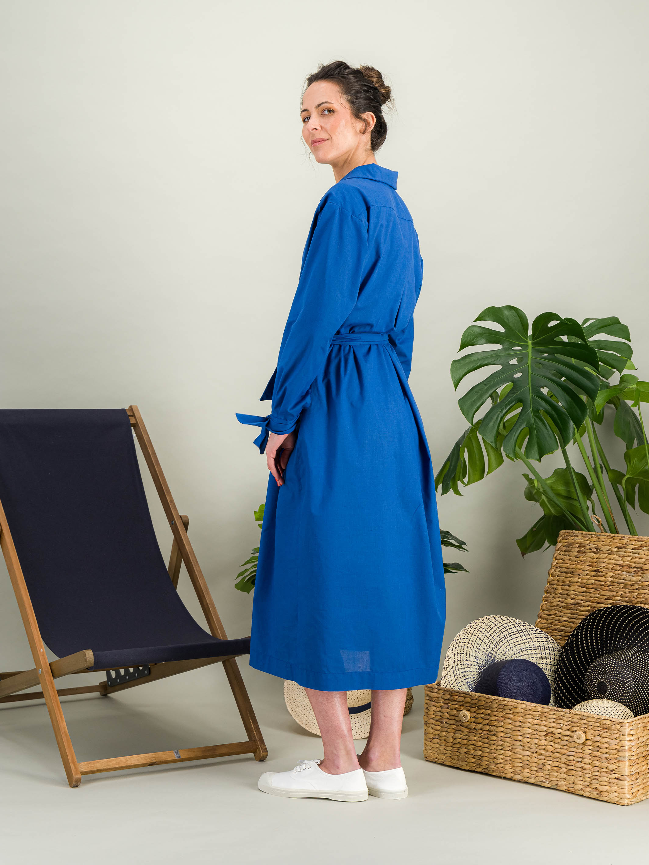 Anahide Saint André Pamplone robe chemise coton bleu cobalt 34
