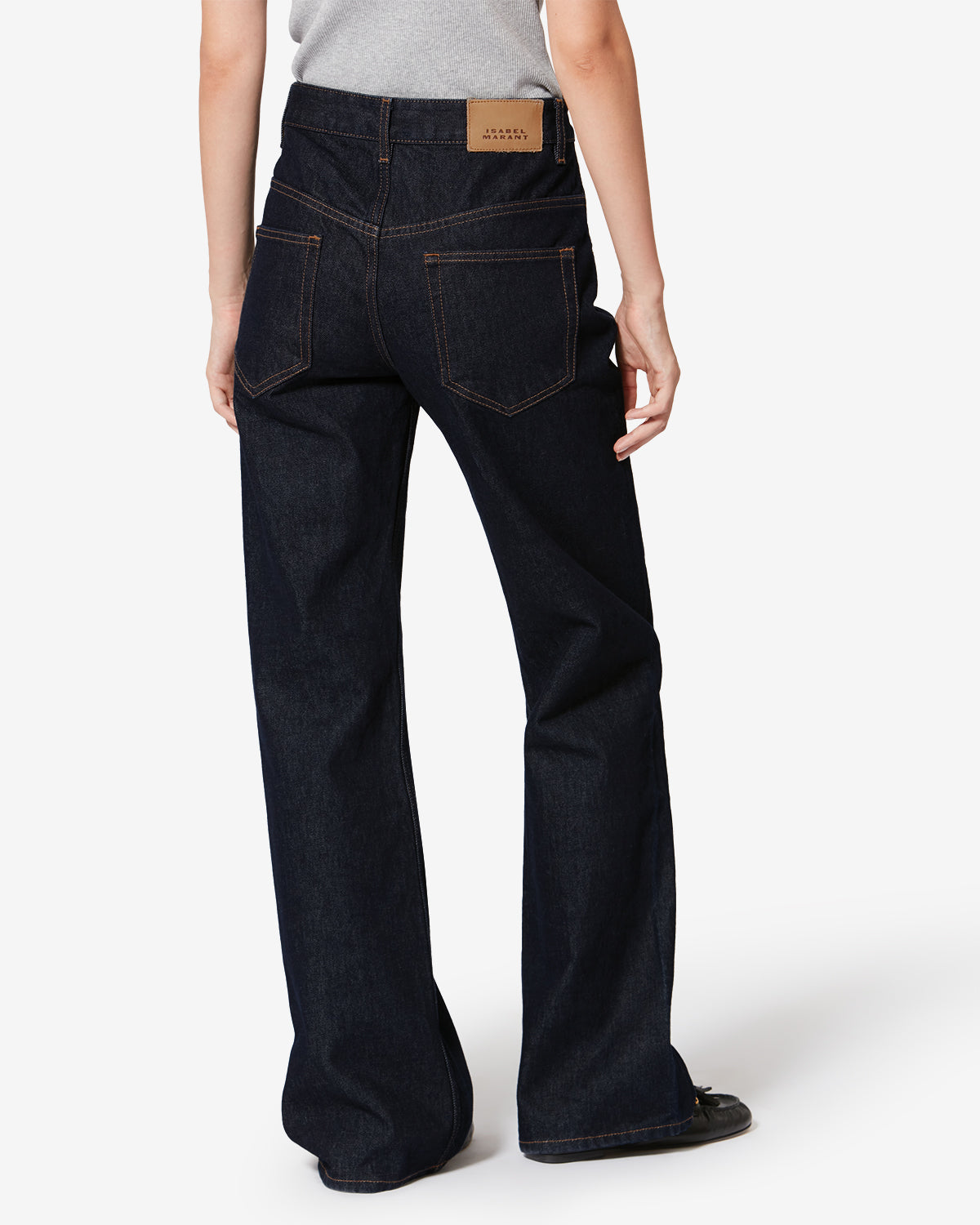 Isabel Marant Belvia jean bootcut foncé nuit coton