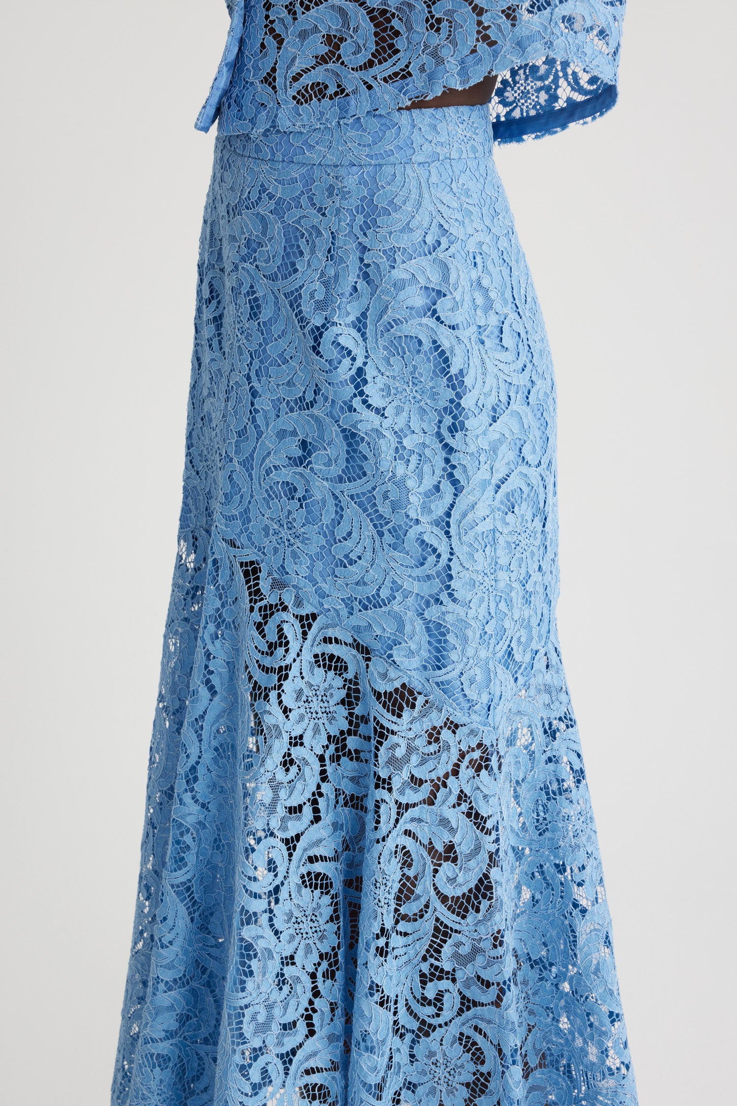 Patou H24SK0690194636B jupe midi dentelle Airy Blue