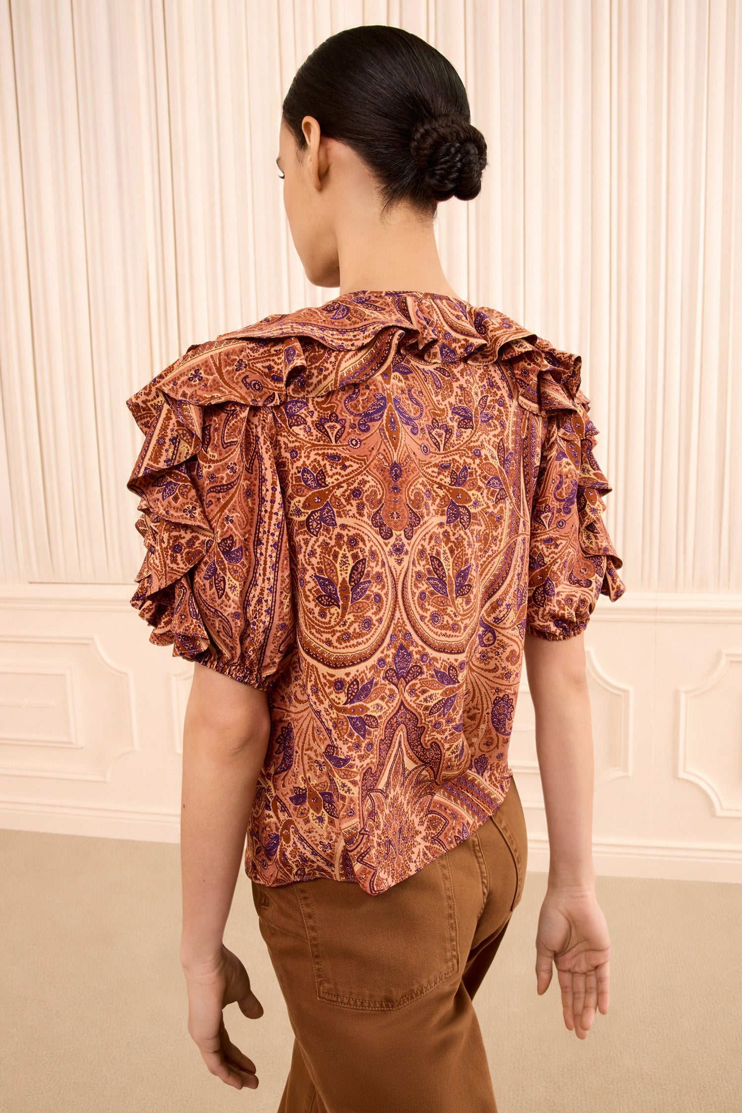 Ulla Johnson Josephine FA260222 top soie orange Rosette