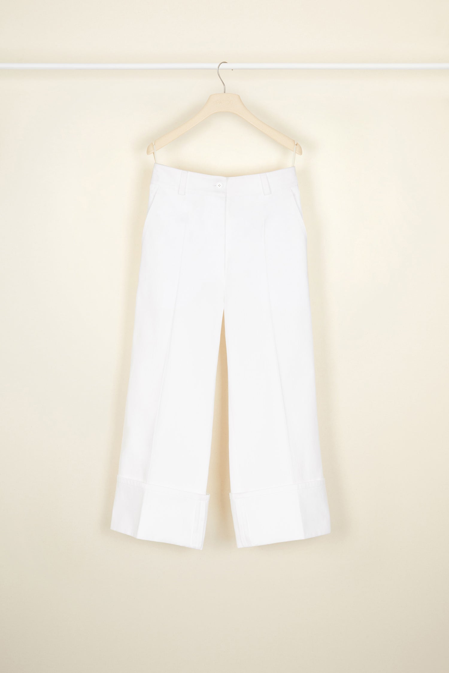Patou A20TR003 Pantalon Droit Coton Chevrons Perle