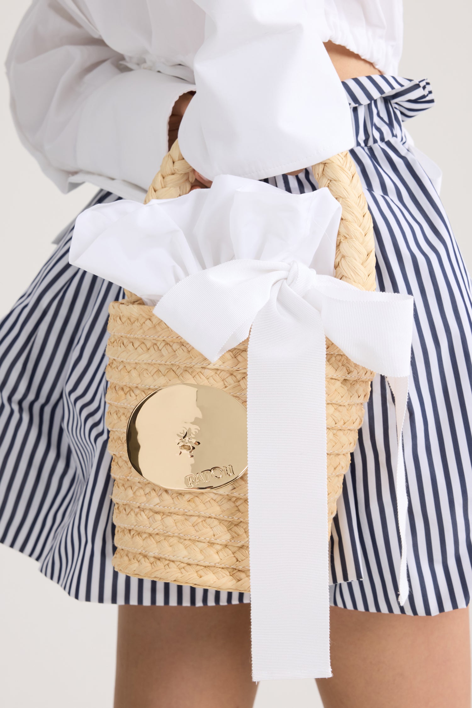 Patou Bags AC061 sac seau raphia blanc TU