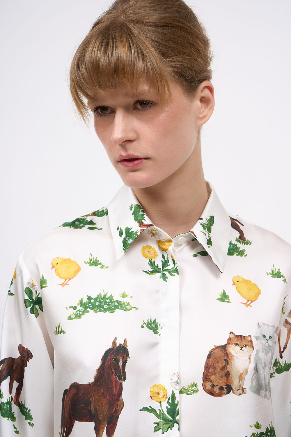Paul & Joe Gwen chemise soie off white imprimé animalier