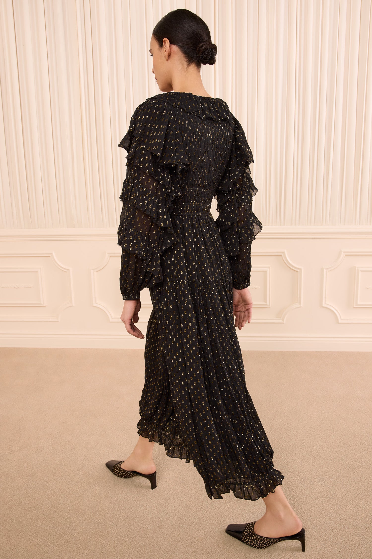 Ulla Johnson Ardis robe soie noire manches longues