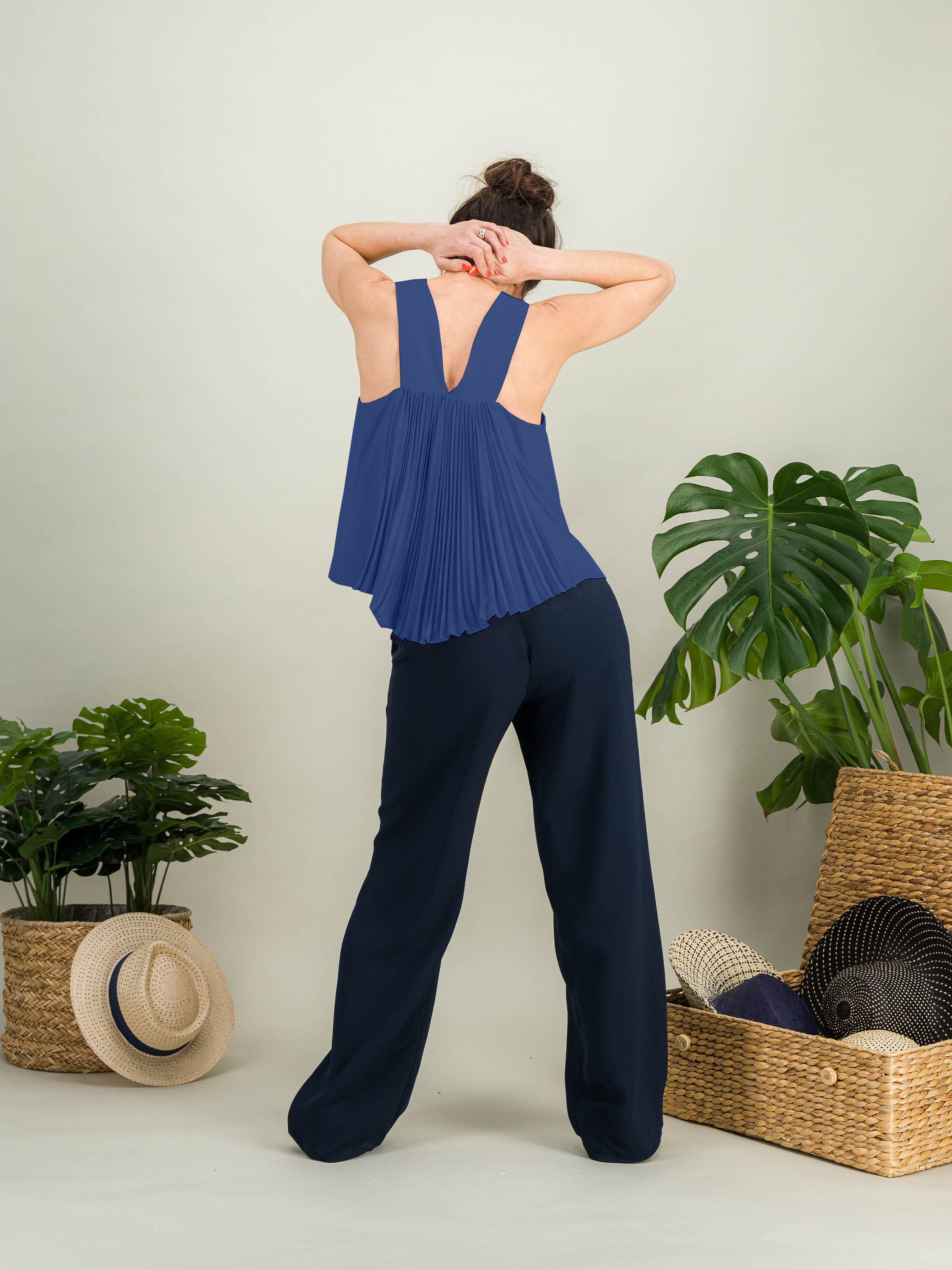 Anahide Saint André AMAYA top crêpe soie bleu azur 38
