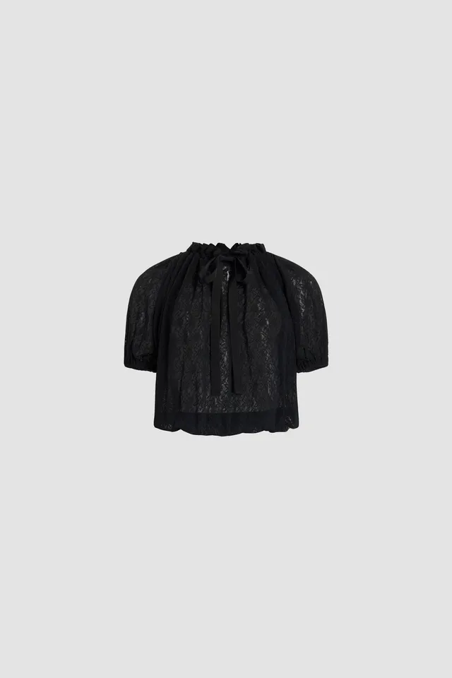 Patou Voluminous Top Dentelle Noir Polyamide
