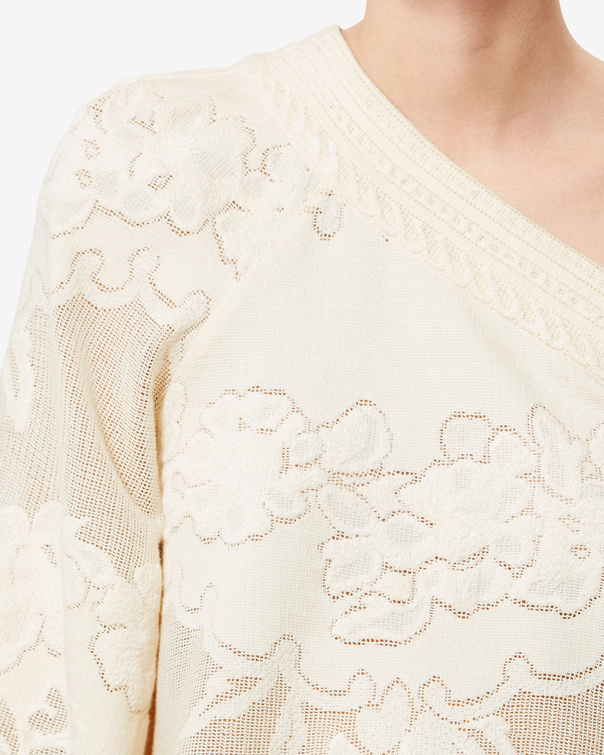 Isabel Marant Shilo top asymétrique écru guipure T1