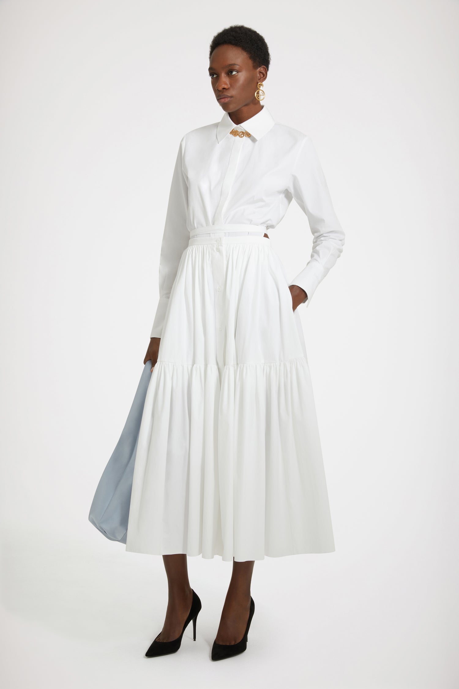 Patou SK048 jupe midi coton bio blanc
