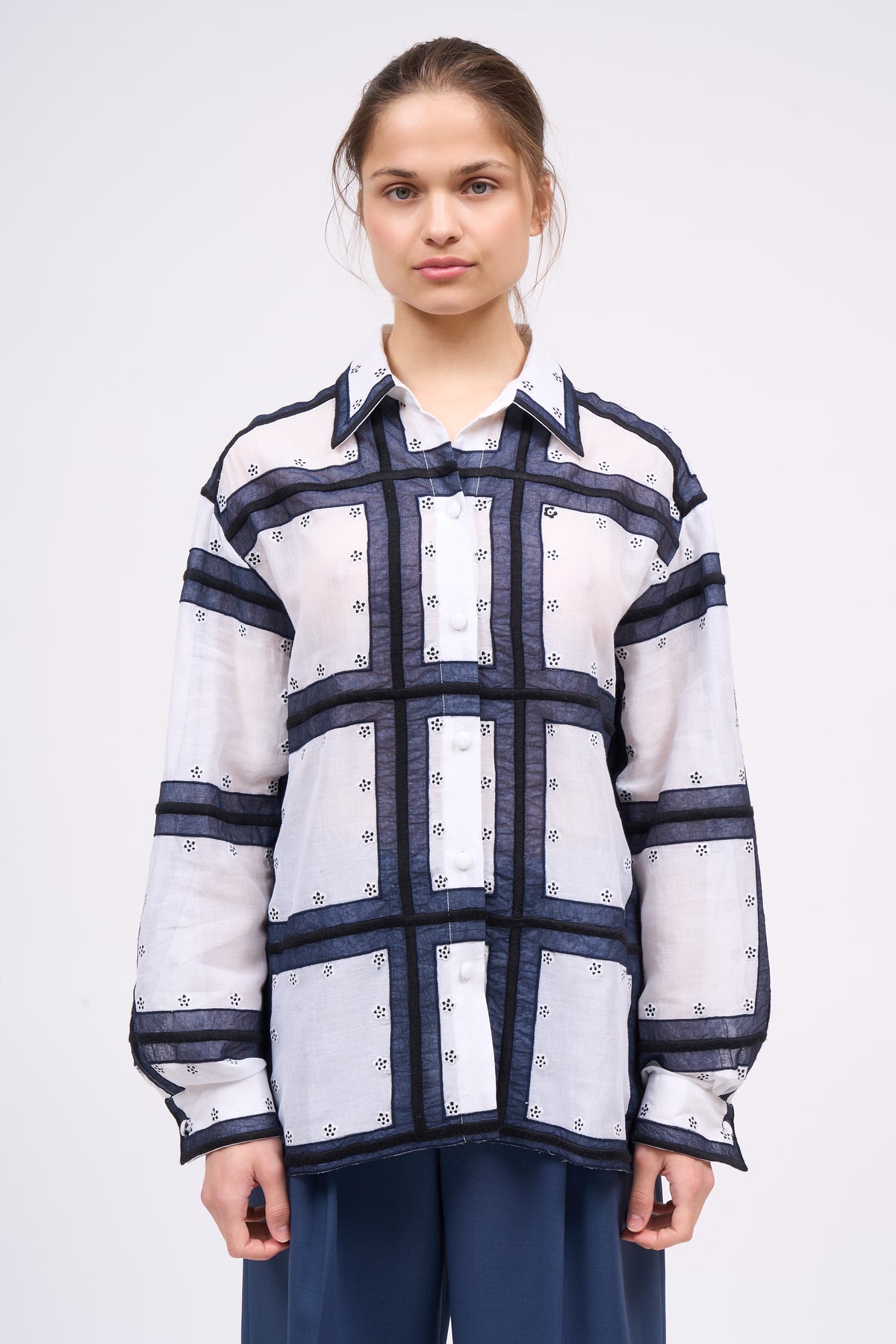 Paul & Joe Catherine chemise coton brodé patchwork