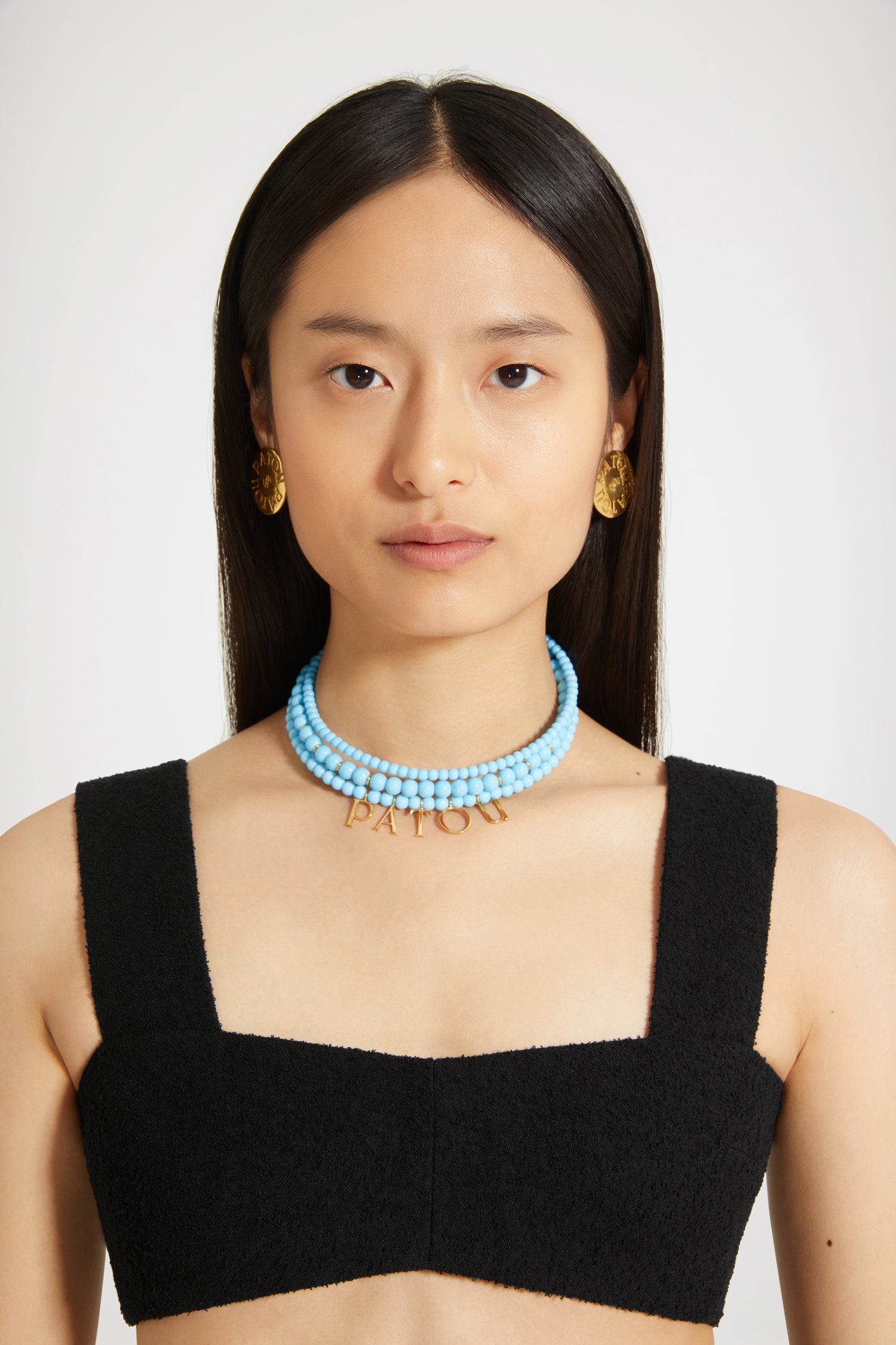 Patou Bralette TO031 crop top tweed noir 34 coton