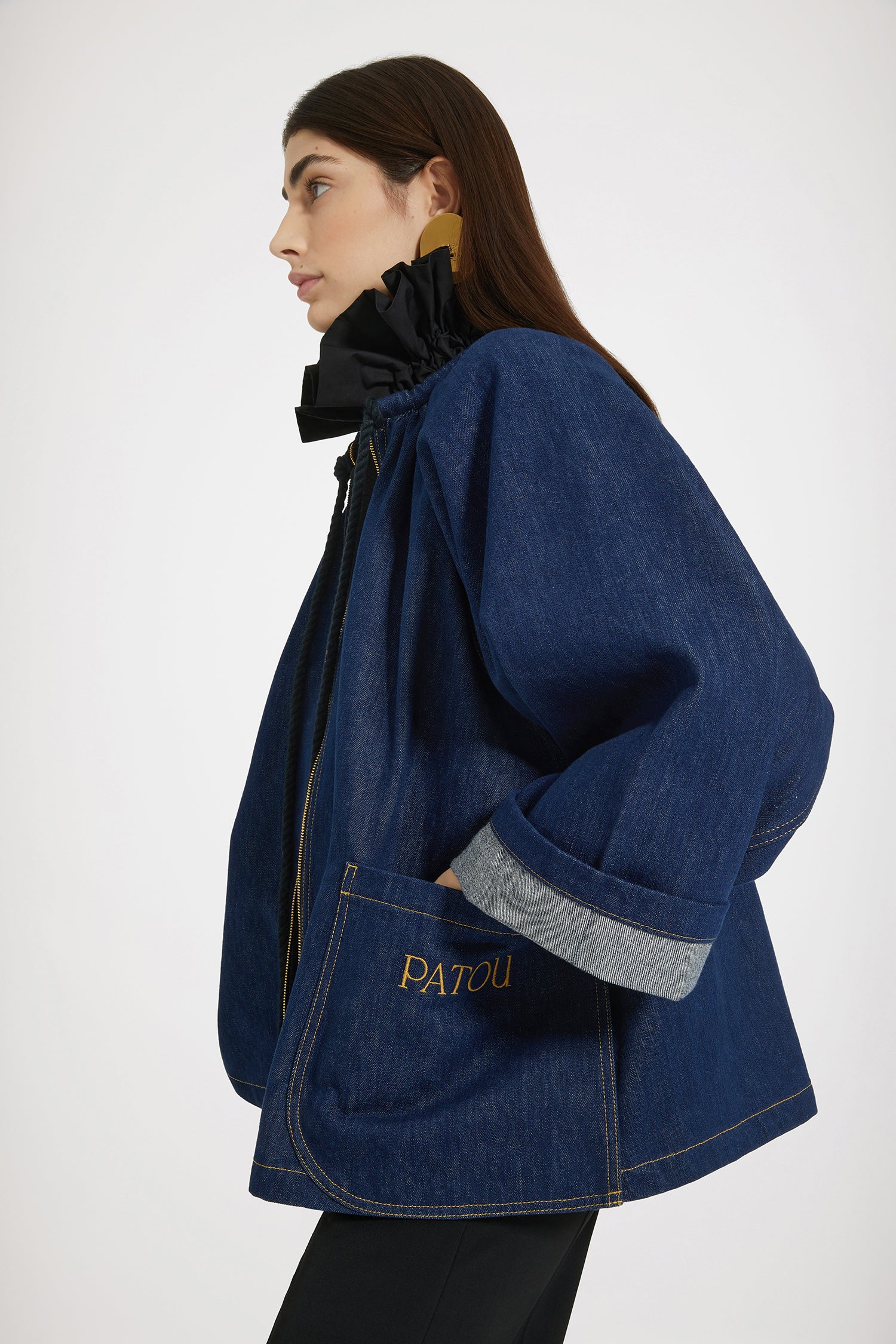 Patou P24OU0260008602D veste jean bleu denim bio