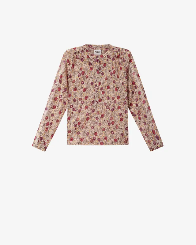 Isabel Marant Maria HT0029FA blouse écru-framboise imprimé