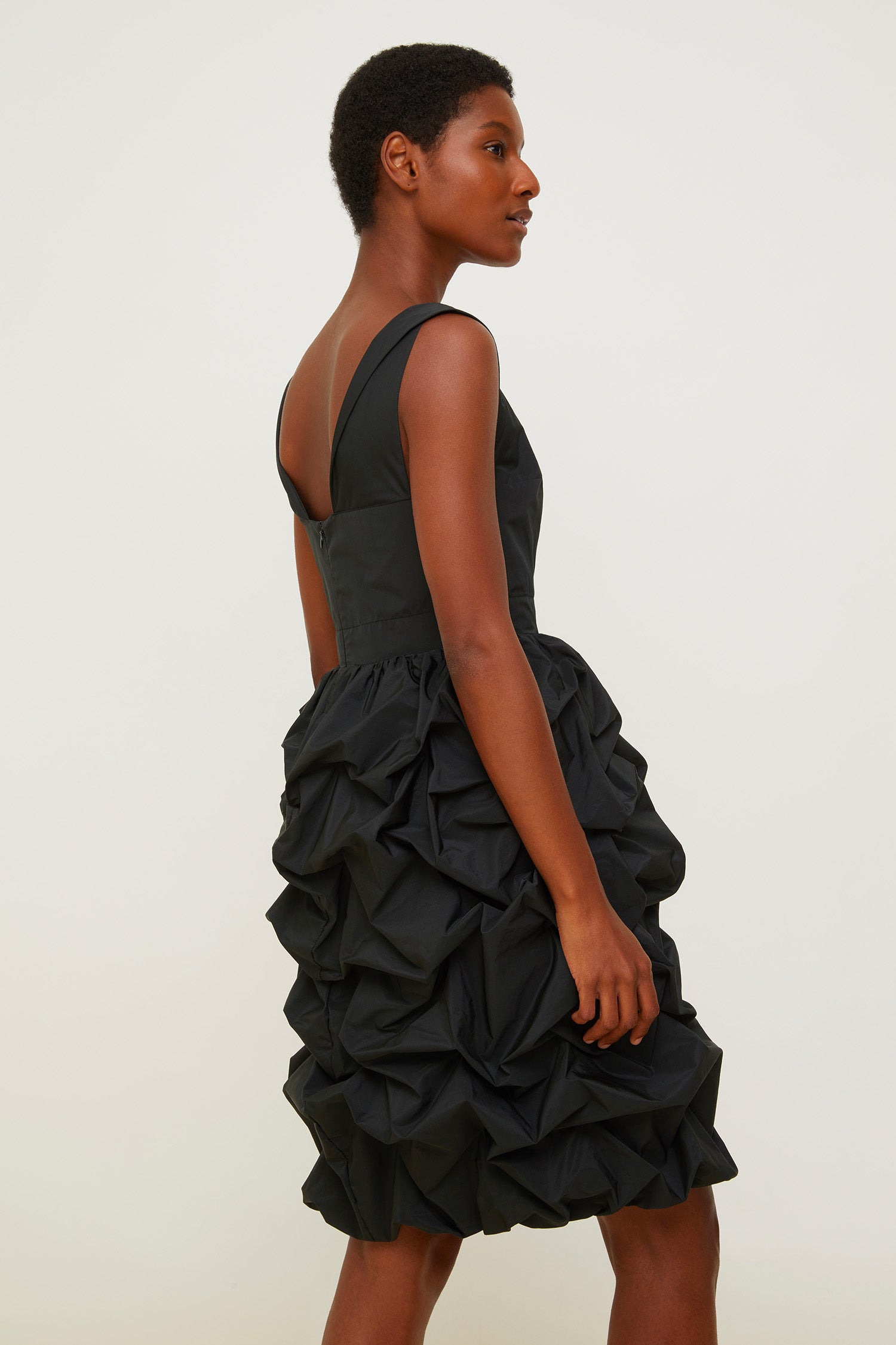 Patou DR009 robe boule faille midi Black