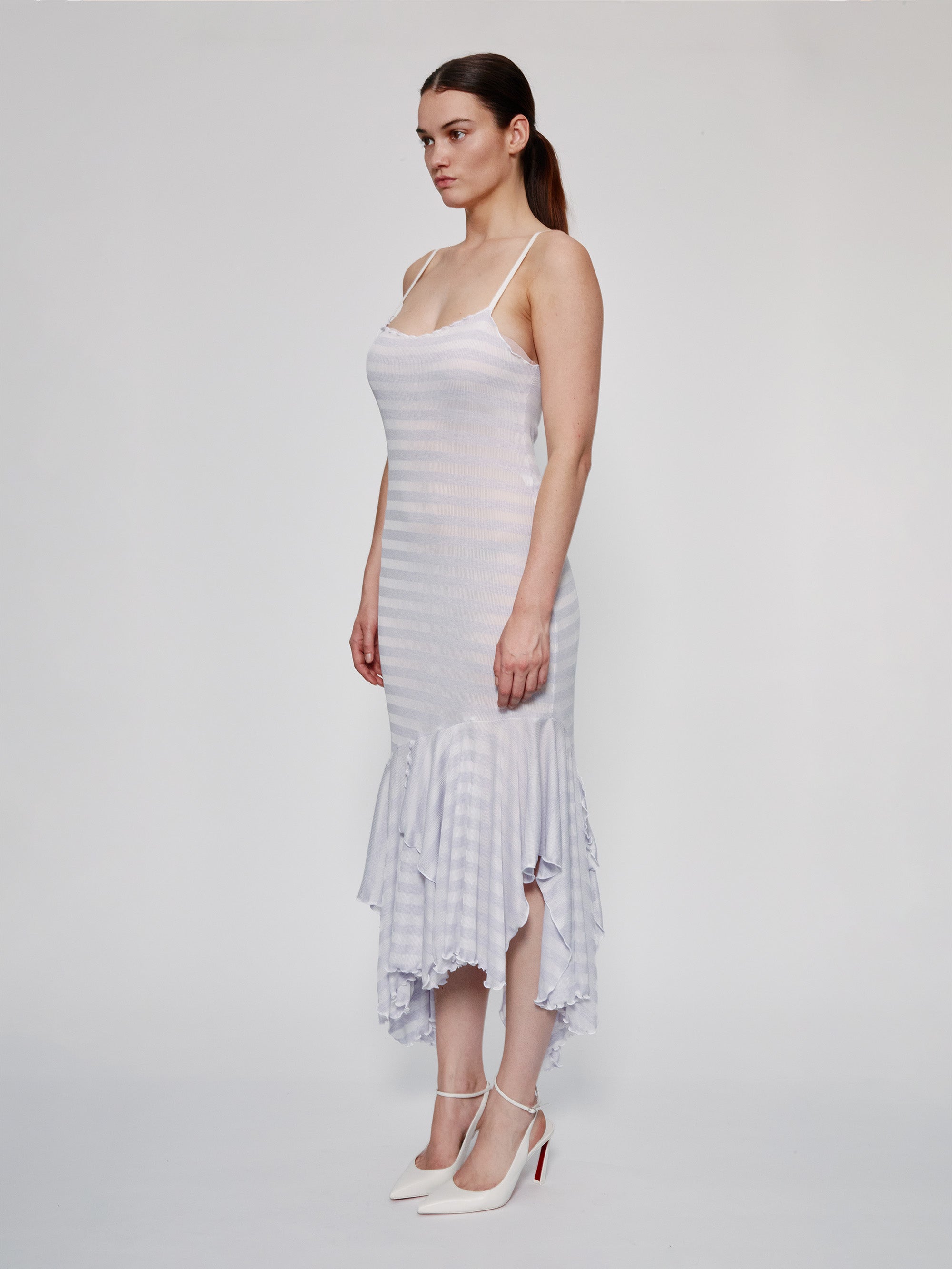 Ester Manas Easy Dress robe bretelles lilas blanc