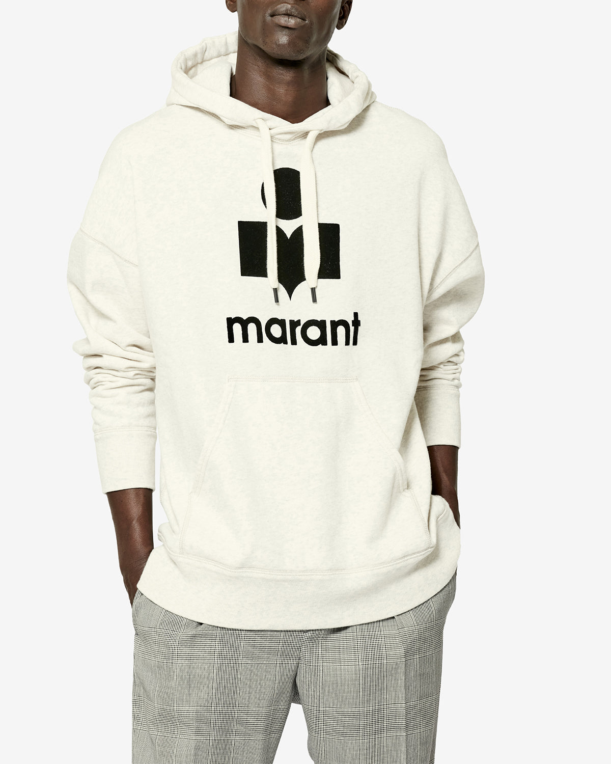 Isabel Marant Miley sweat écru coton capuche logo imprimé
