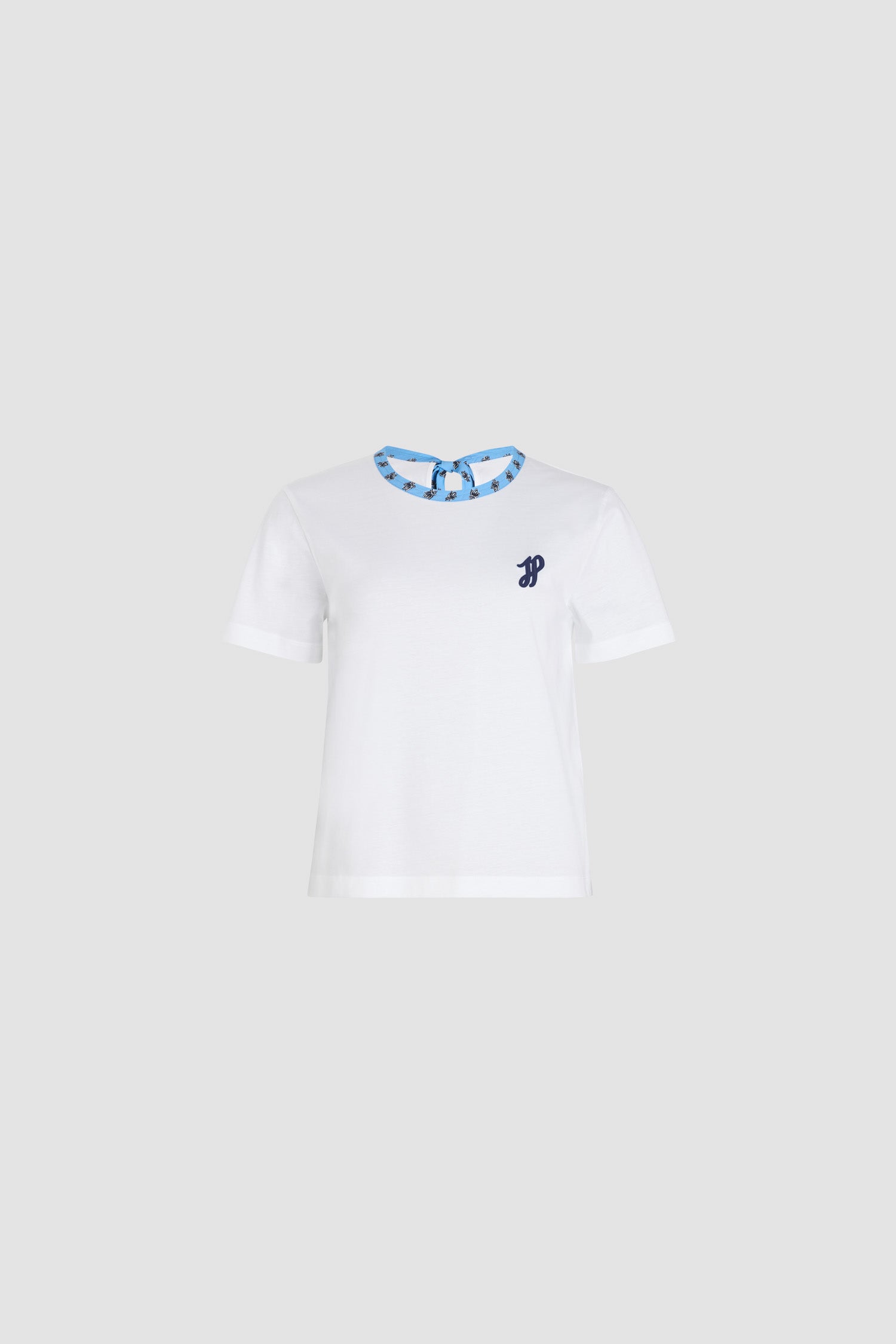 Patou JE163 T-Shirt Coton Bio Blanc Col Bleu