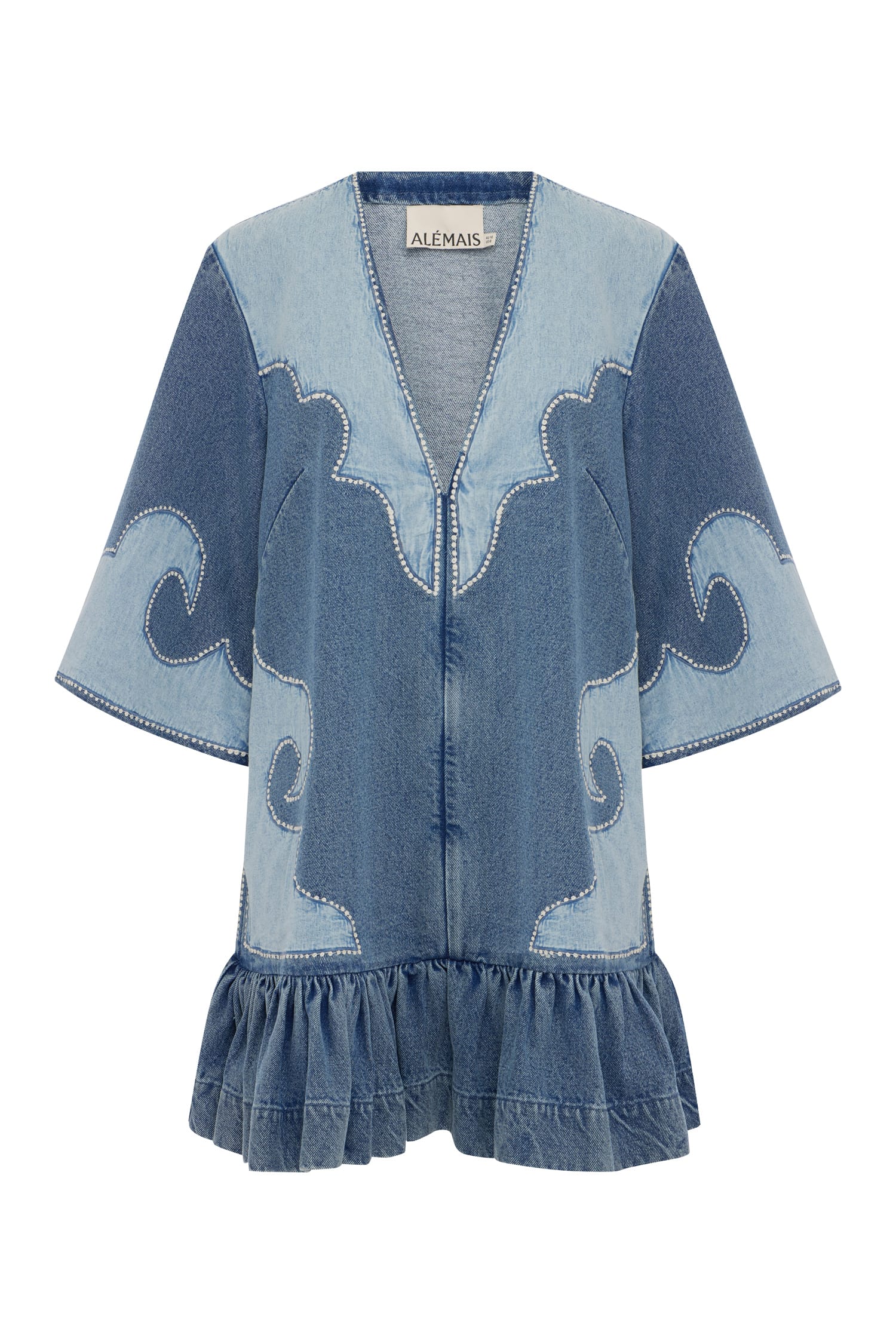 Alemäis Jesse Mini Dress robe jean patchwork