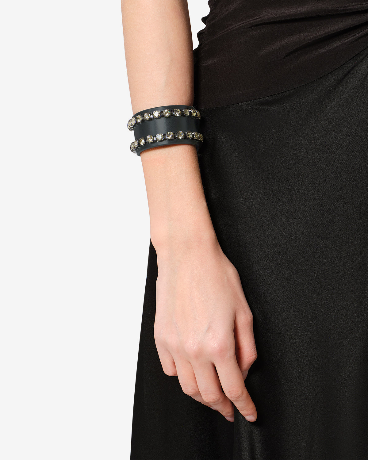 Isabel Marant Morea Bracelet cuir noir-palladium