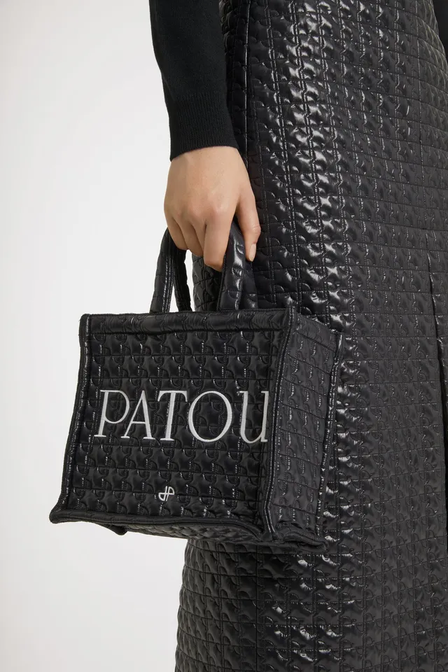 Patou H23AC0250123994B tote nylon noir matelassé logo