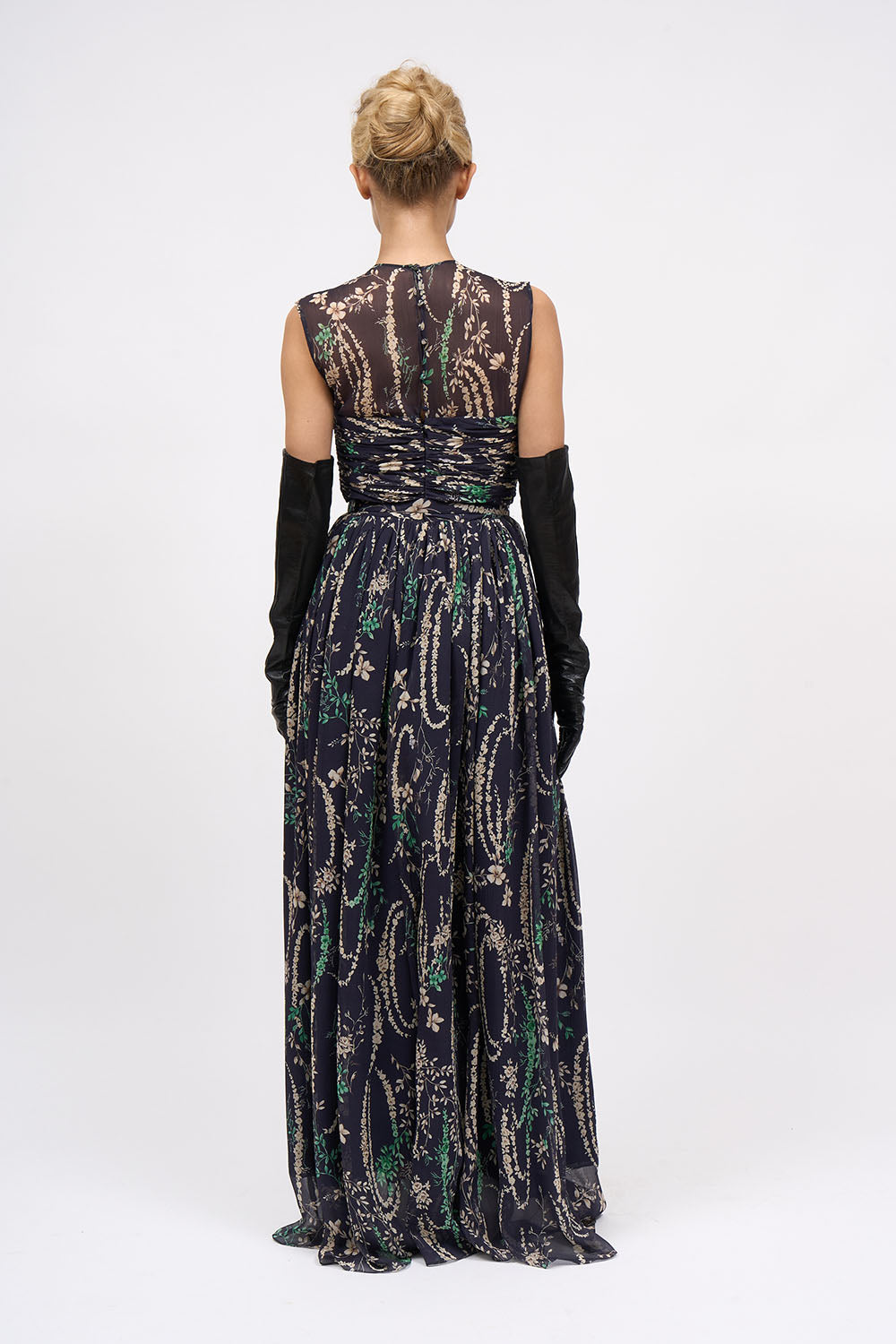 Paul & Joe Iliade robe longue dark navy soie imprimée