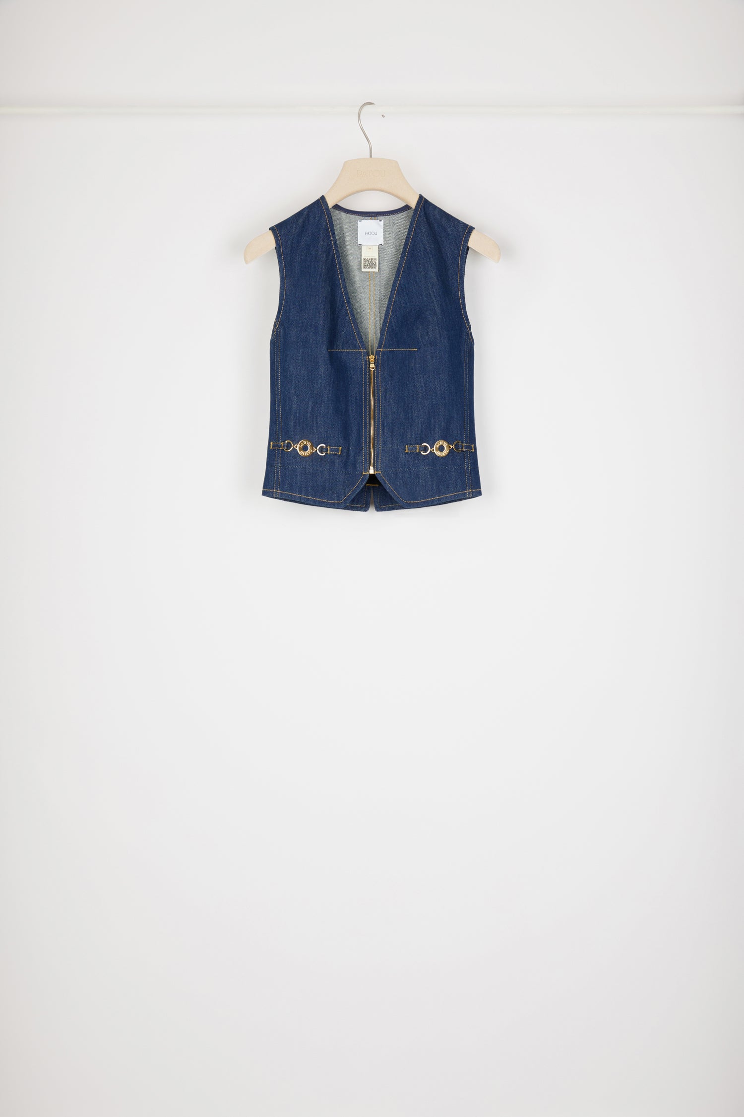 Patou JA030 gilet denim zippé Rodeo Blue coton bio