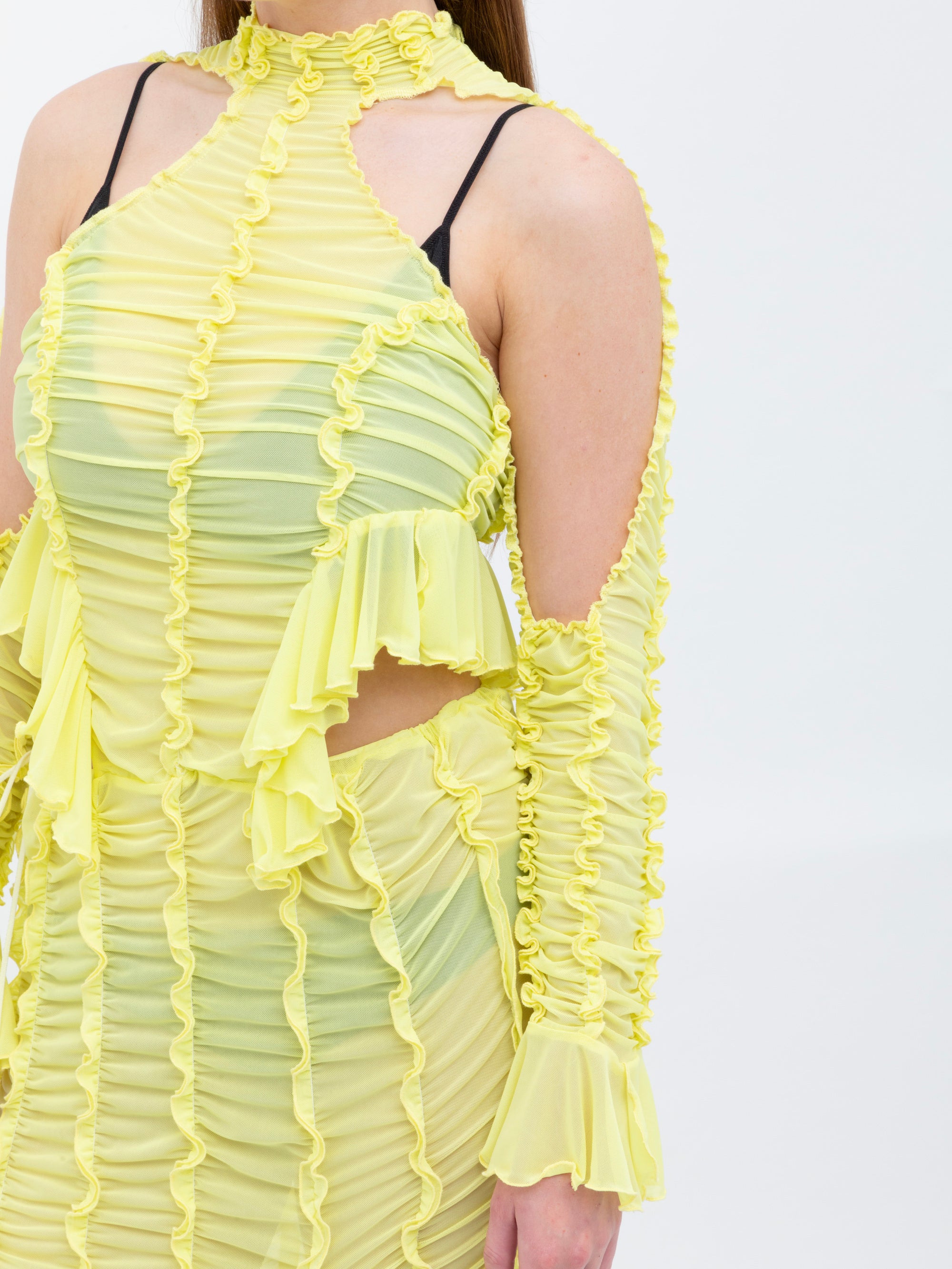Ester Manas Signature Ruched Dress robe mimosa mesh