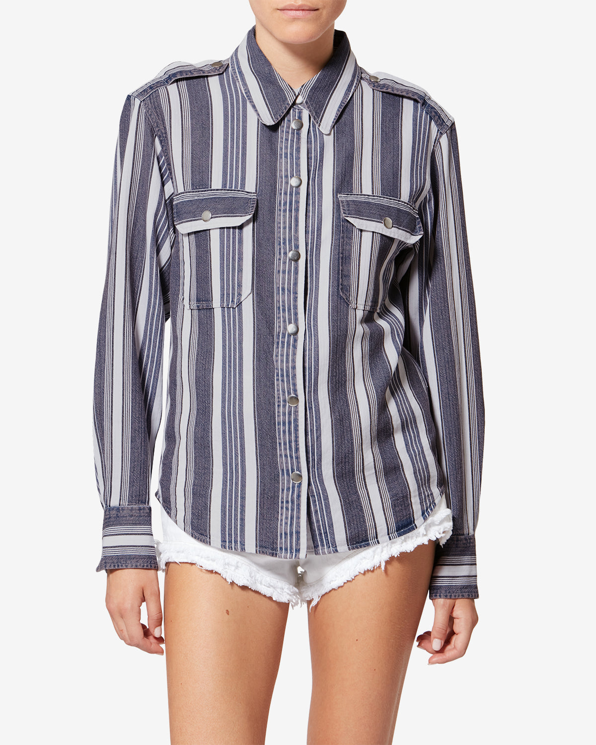Isabel Marant Gelva CH0299FA chemise écru bleu rayures