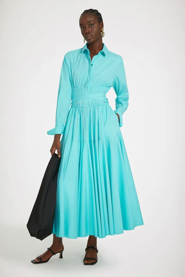 Patou DR135 robe chemise maxi Mint Green coton