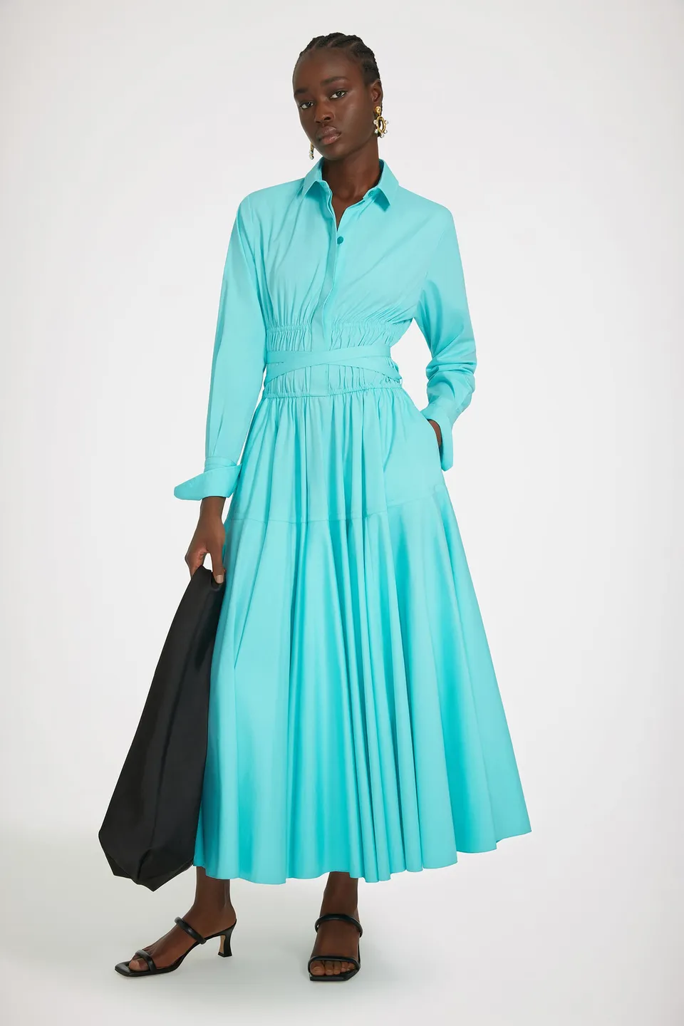 Patou DR135 robe chemise maxi Mint Green coton