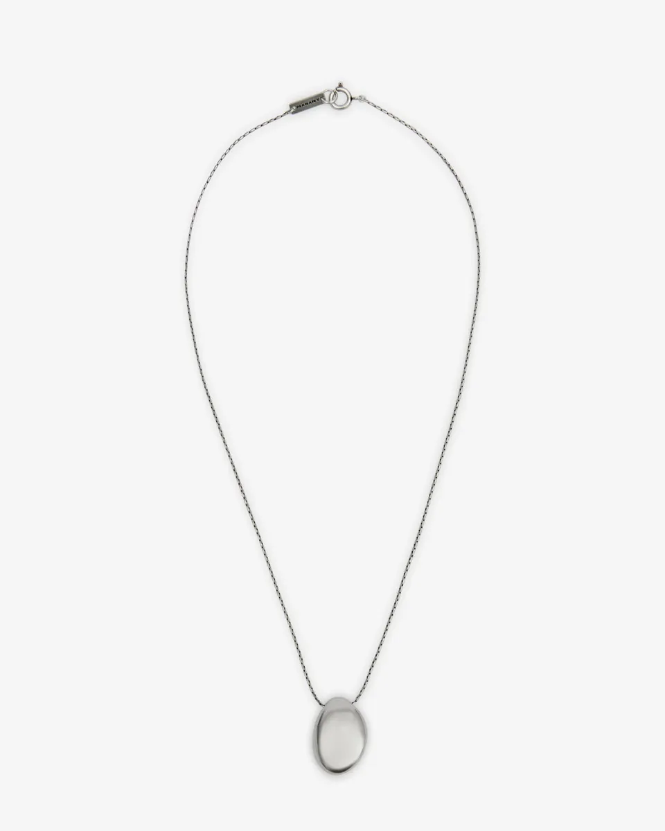 Isabel Marant Shiny Day Man collier galet argent laiton